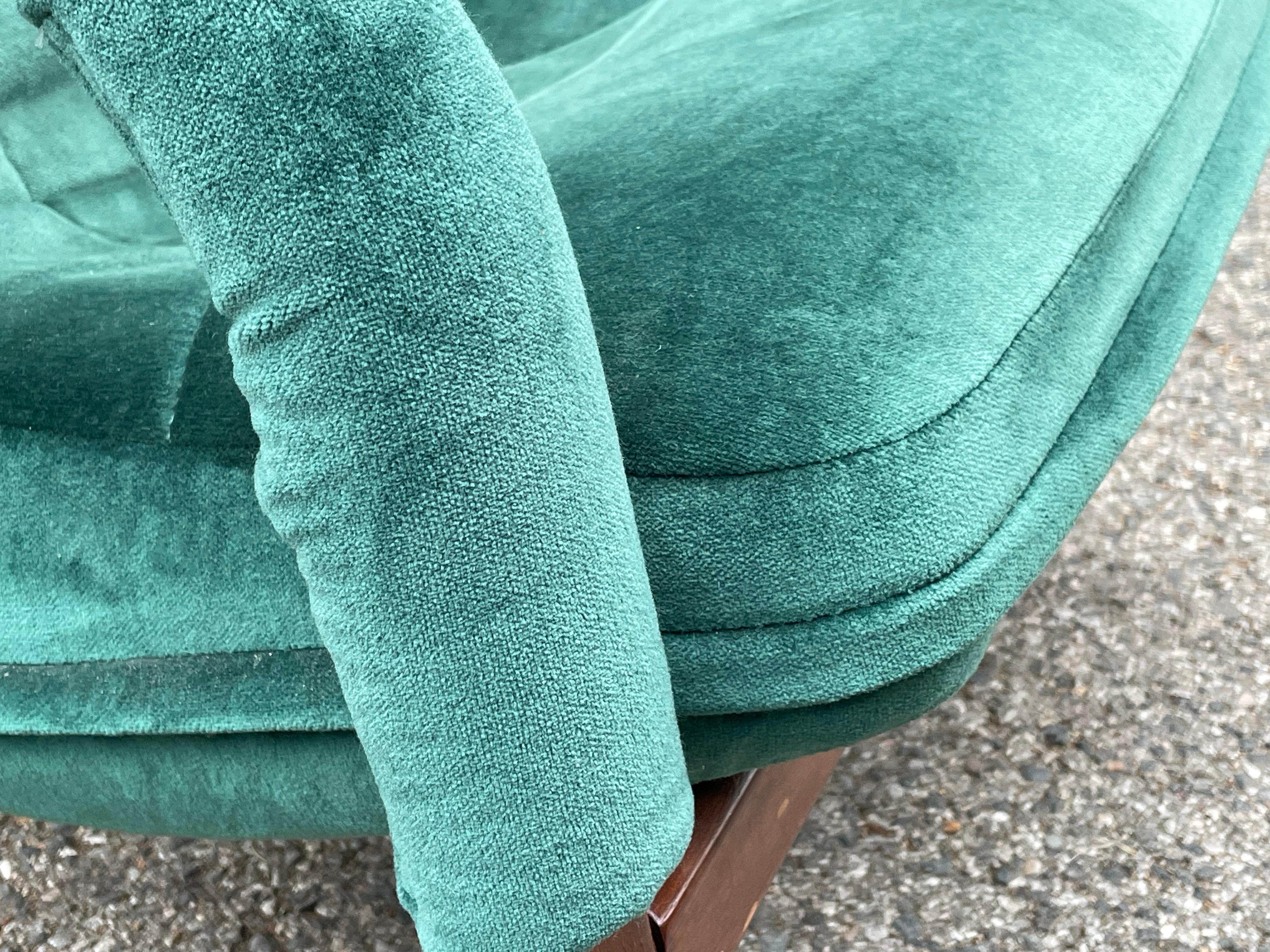 Danish Modern Midcentury Bentwood Rocking Chair & Ottoman in Green Velvet 9