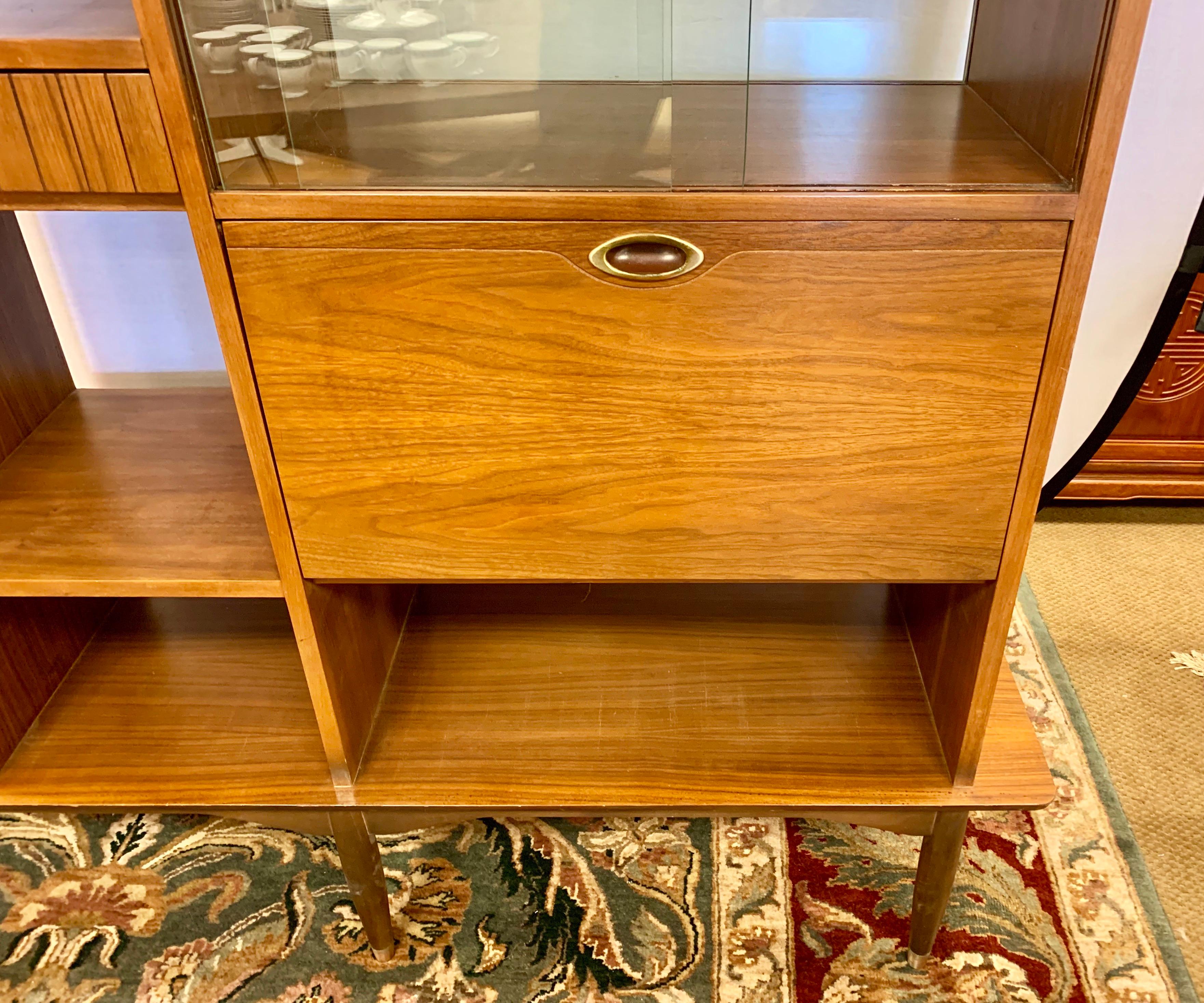 Danish Modern MidCentury Bookcase Bar Credenza Wall Unit at