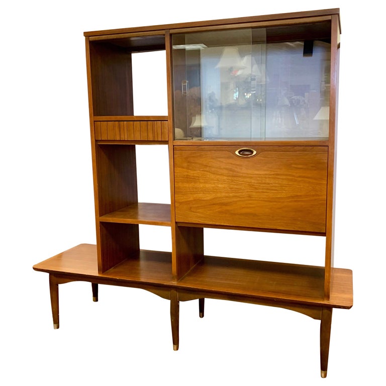Danish Modern MidCentury Bookcase Bar Credenza Wall Unit at