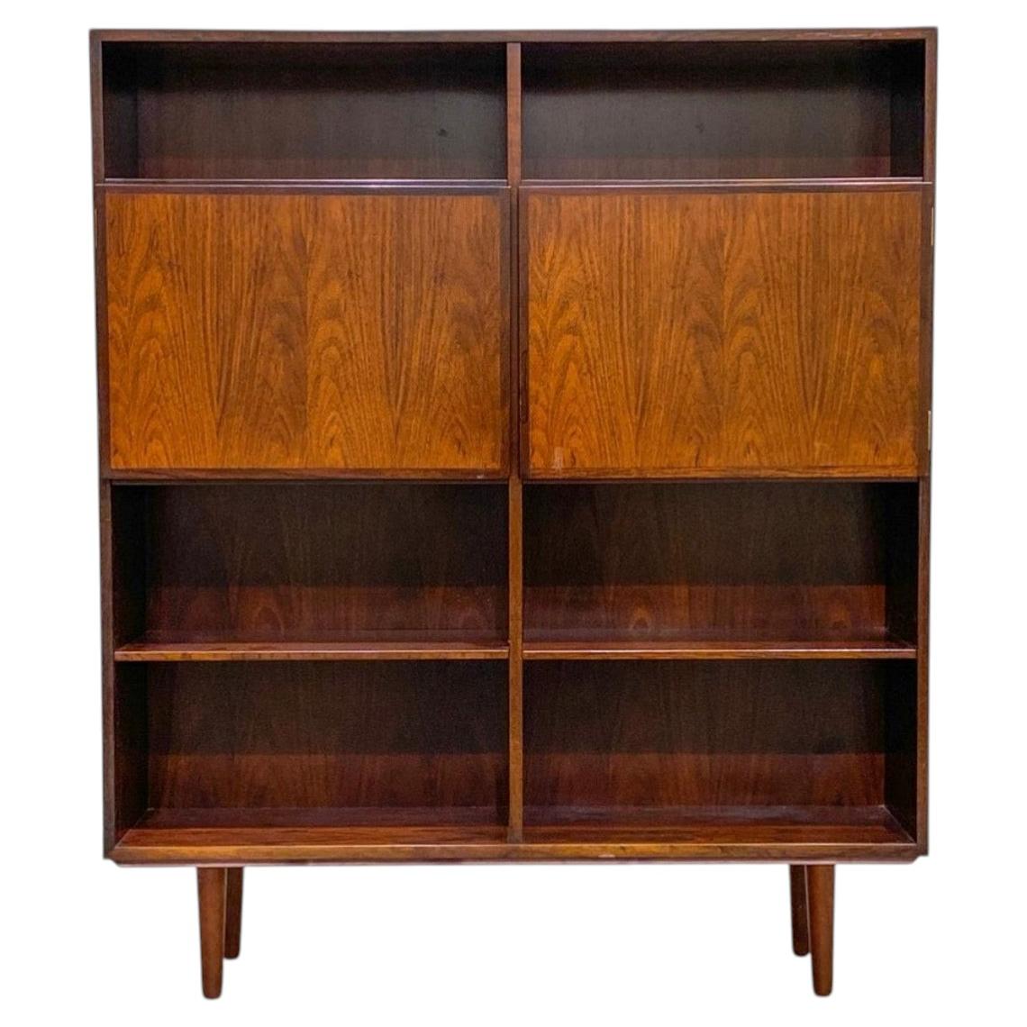 Danish Modern Mid century Rosewood Large Wall Floor Bookcase shelf unit cabinet