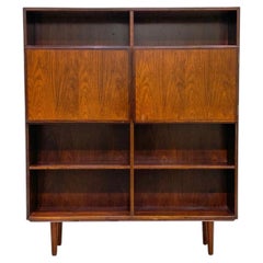 Danish Modern Mid century Rosewood Large Wall Floor Bookcase shelf unit cabinet