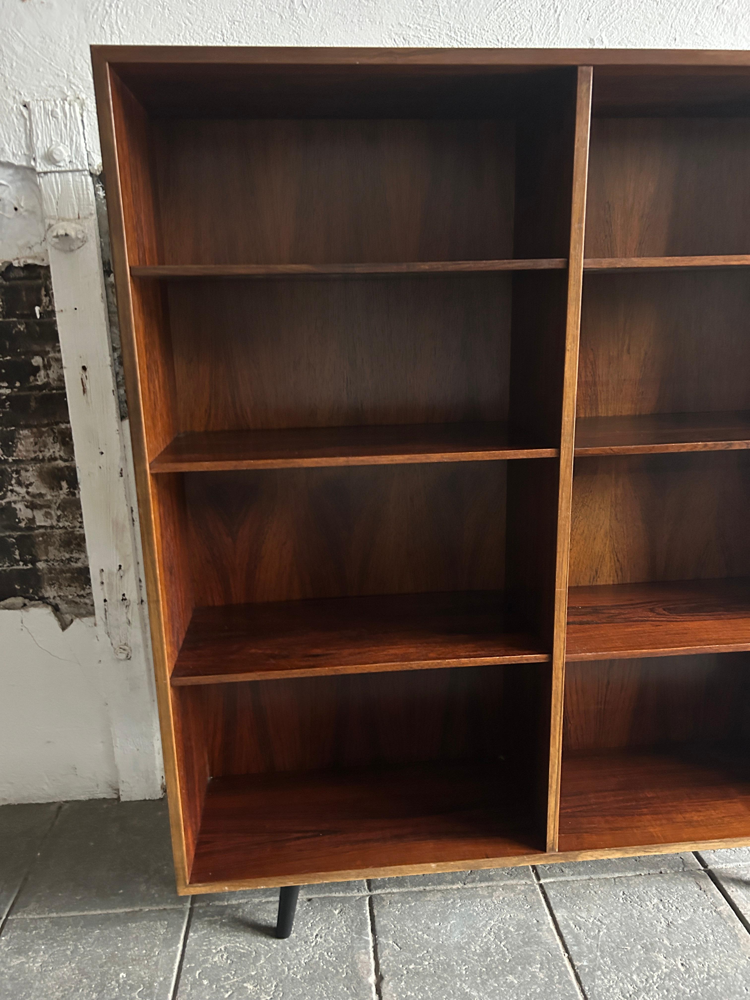 Mid-Century Modern Danish Modern Mid century Rosewood wide Wall Floor Bookcase For Sale