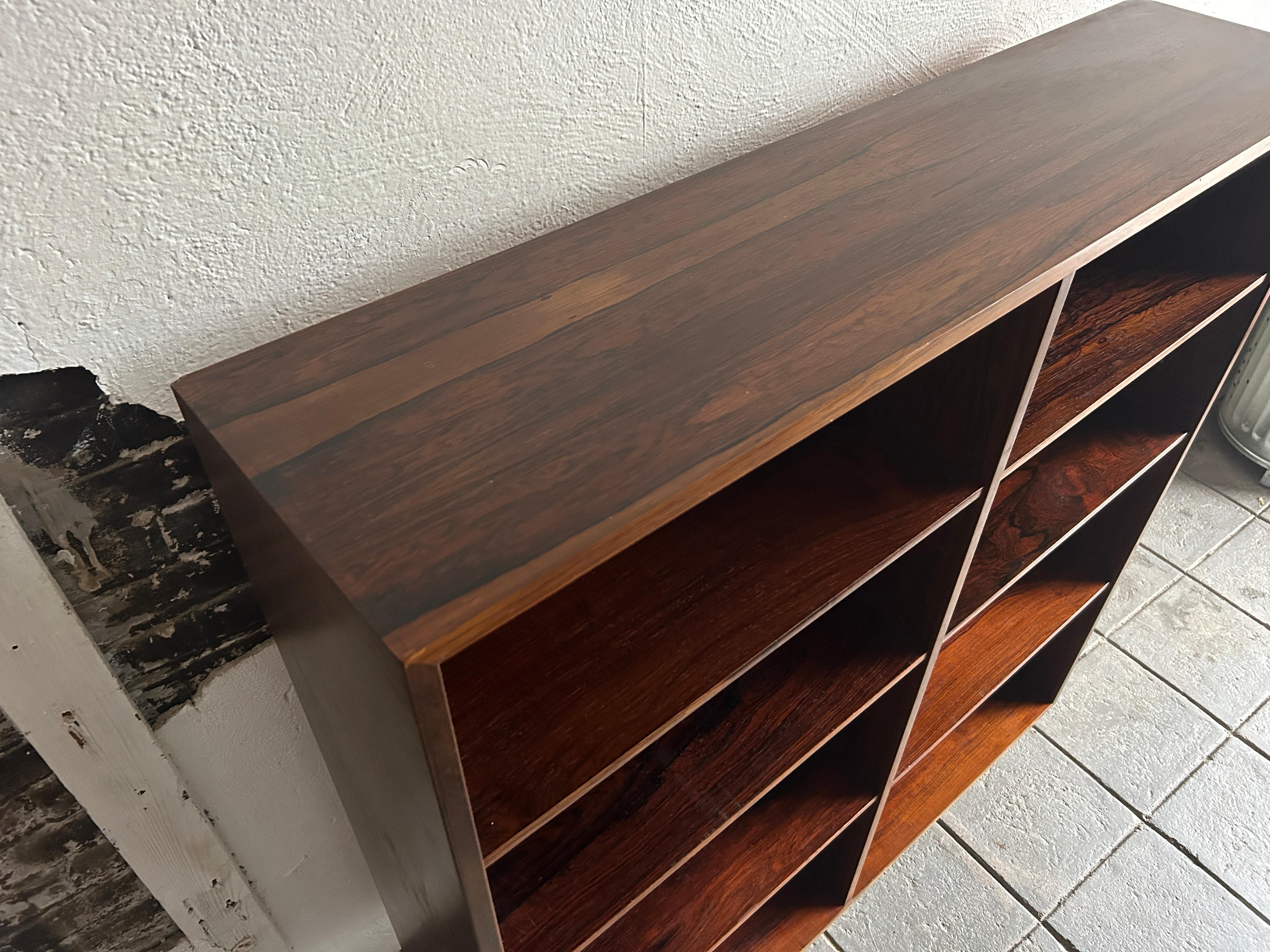 Danish Modern Mid century Rosewood wide Wall Floor Bookcase For Sale 2