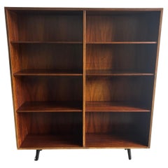 Dänisches modernes, breites Wand-Bücherregal aus Rosenholz, Mid-Century Modern