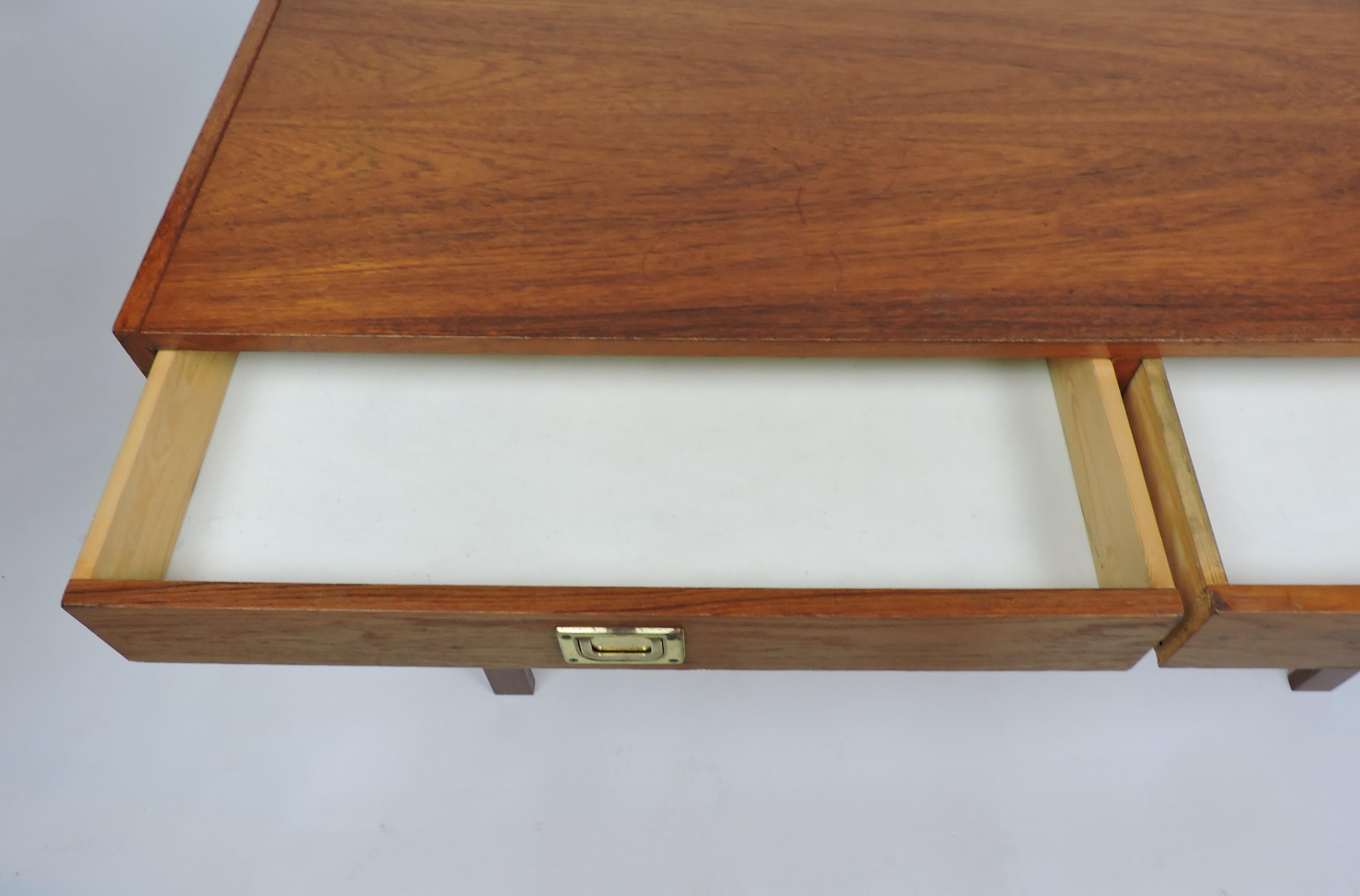 Danish Modern Mid Century Teak Campaign Style Desk 3
