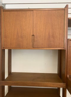 Danish Modern Midcentury Modular Three Bay Bookcase Wall Unit and Desk