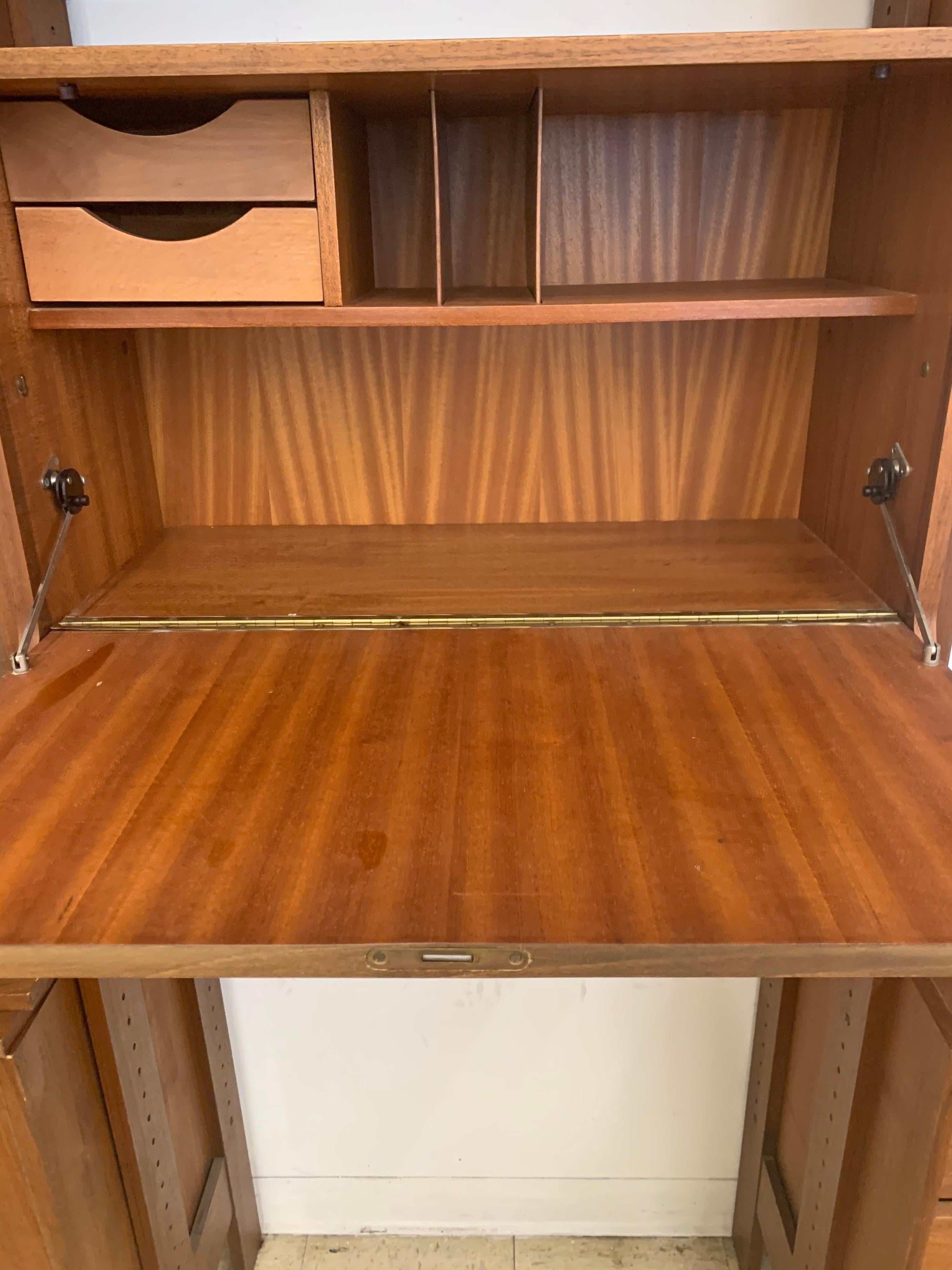 Mid-20th Century Danish Modern Midcentury Modular Three Bay Bookcase Wall Unit and Desk