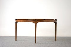 Danish Modern Mid-Century Walnut Side Entranceway or Console Demi-Lune Table