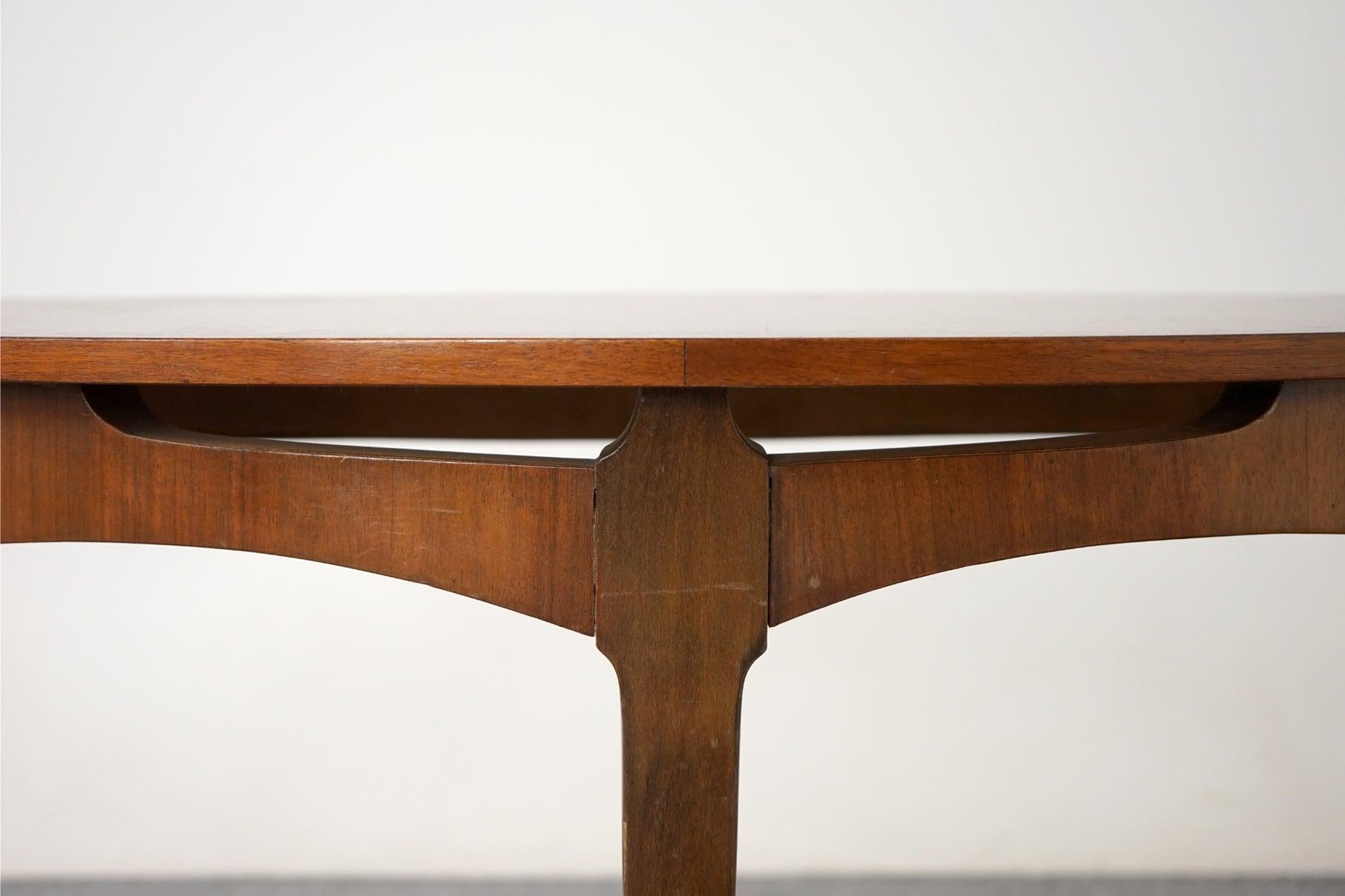 Scandinavian Modern Danish Modern Mid-Century Walnut Side Entranceway or Console Demi-Lune Table