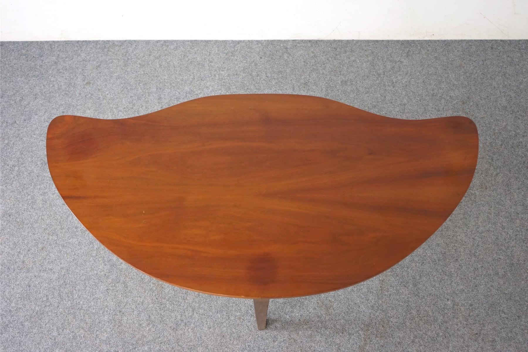 Veneer Danish Modern Mid-Century Walnut Side Entranceway or Console Demi-Lune Table