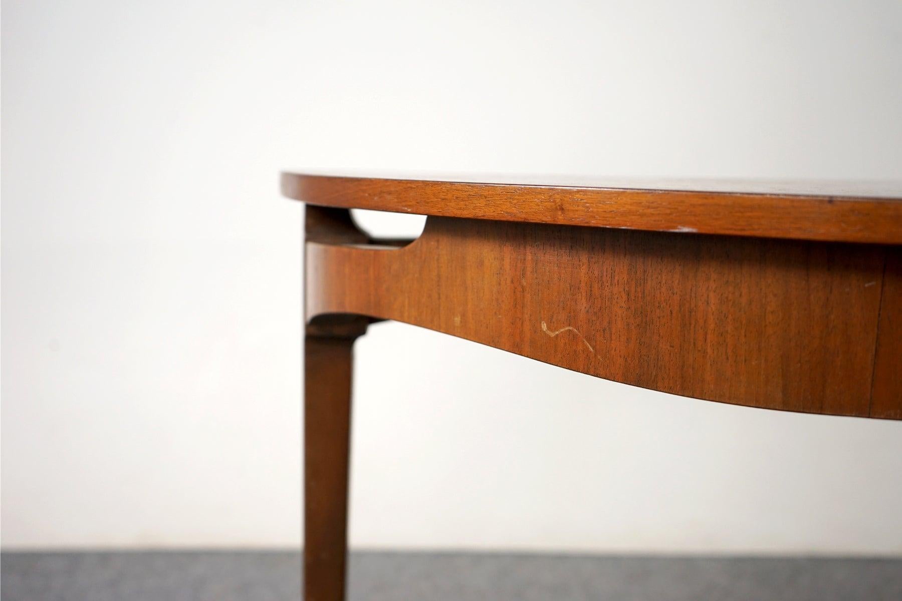 Danish Modern Mid-Century Walnut Side Entranceway or Console Demi-Lune Table In Good Condition In VANCOUVER, CA
