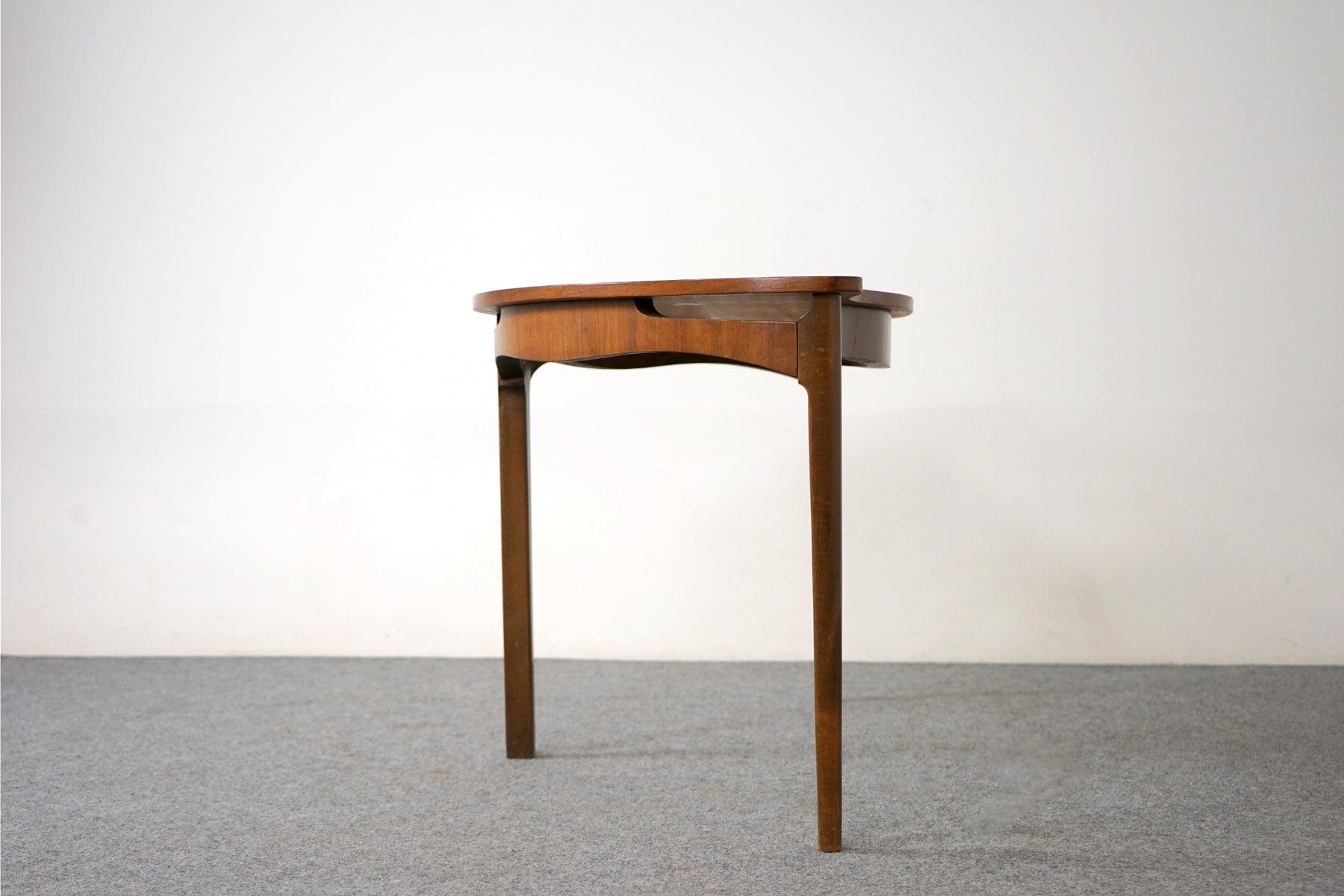 Mid-20th Century Danish Modern Mid-Century Walnut Side Entranceway or Console Demi-Lune Table