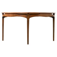 Danish Modern Mid-Century Walnut Side Entranceway or Console Demi-Lune Table