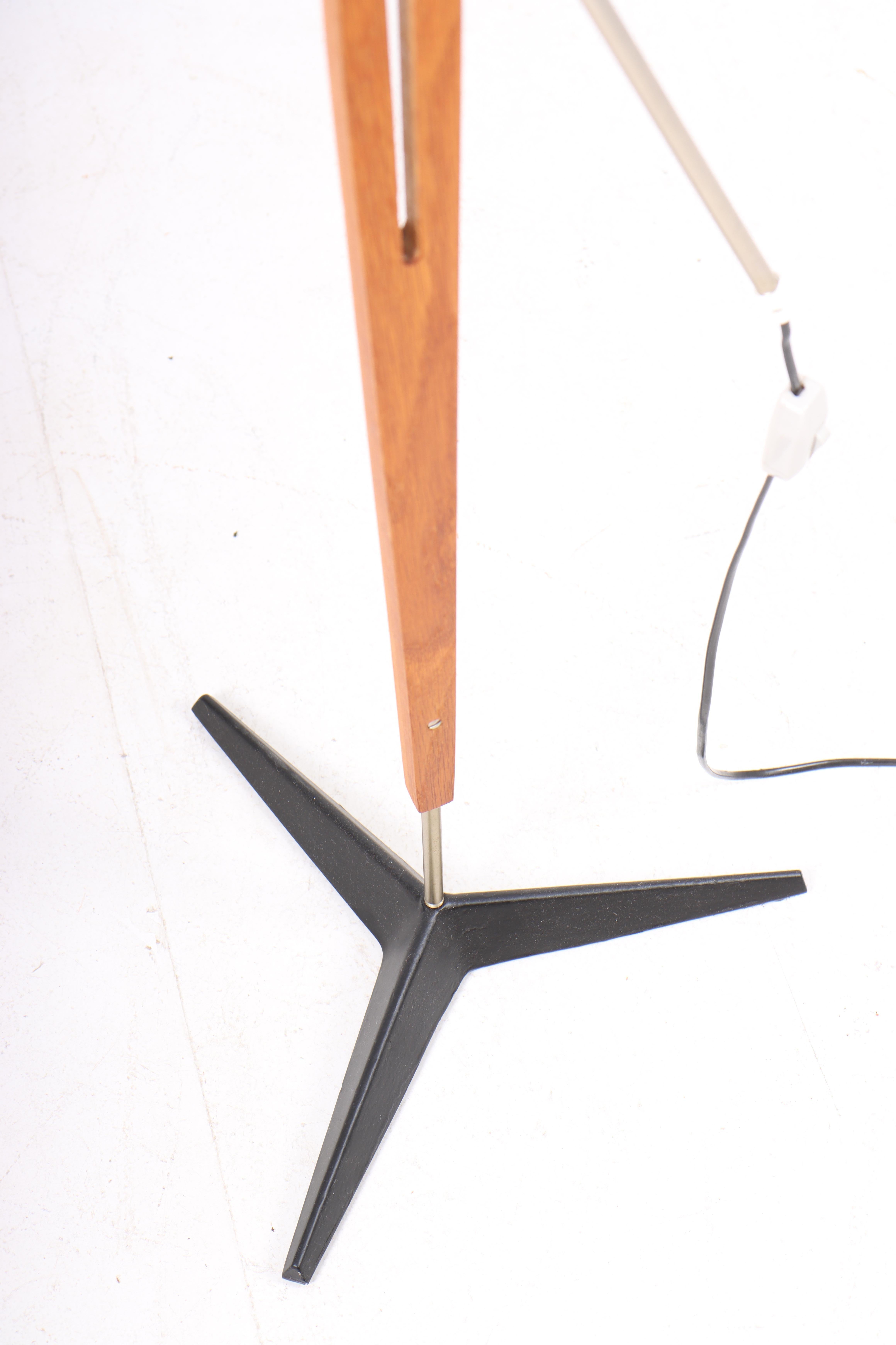 Great looking floor lamp in oak and fabric shade. Designed and made in Denmark.