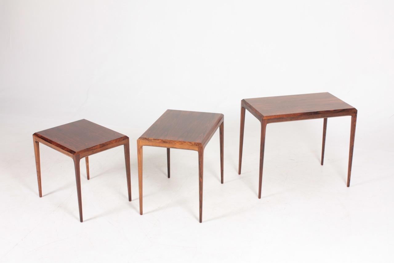 Danish Modern Midcentury Nesting Tables in Rosewood by Johannes Andersen, 1960s In Good Condition In Lejre, DK