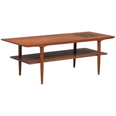 Danish Modern Midcentury Teak and Tile Coffee Table