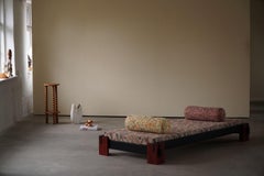 Danish Modern, Minimalist Daybed Reupholstered in Vintage Fabric, Made in 1980s