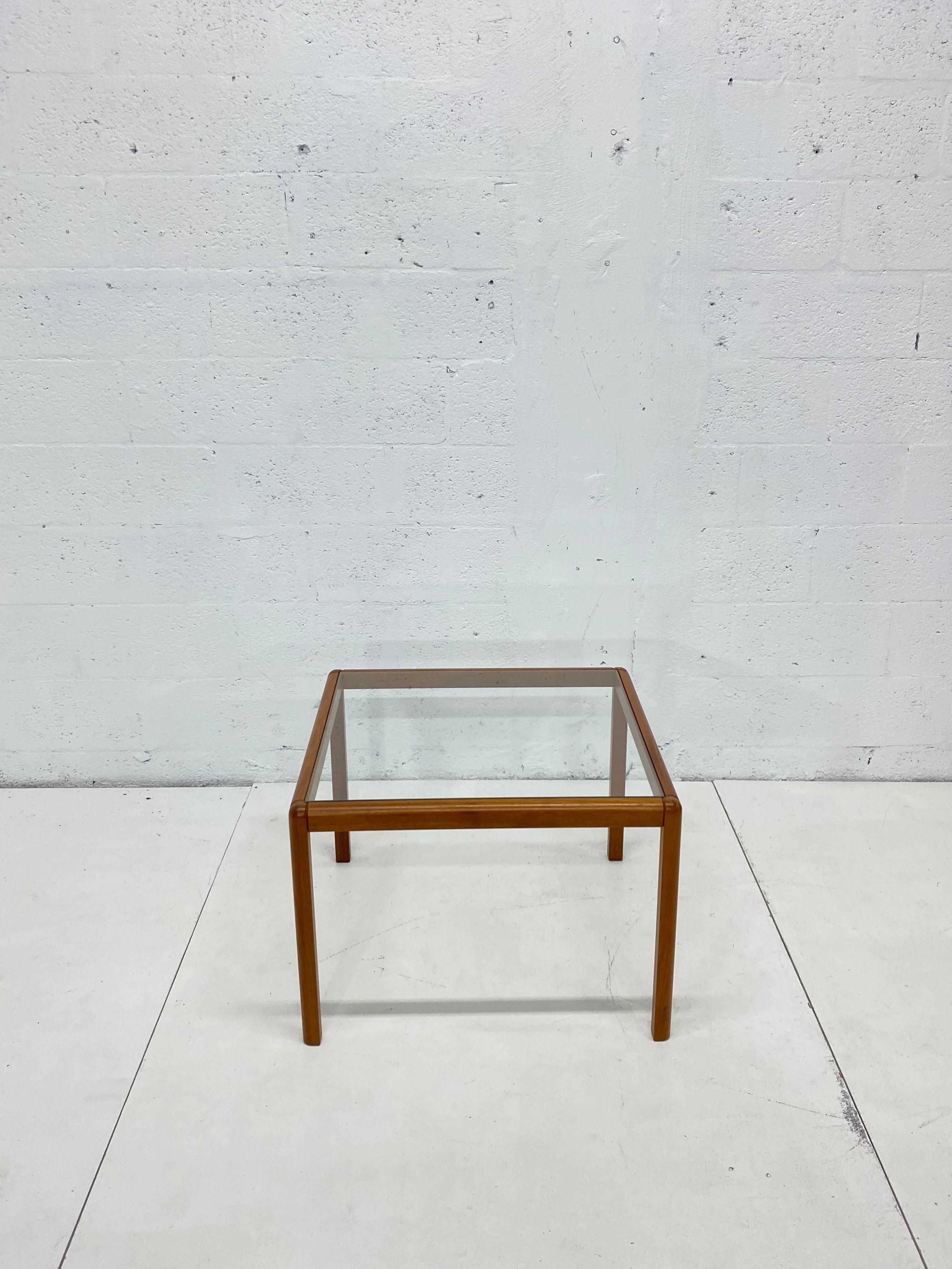 Mid-Century Modern Danish Modern Minimalistic Wood and Glass Side or Coffee Tables, 1970s