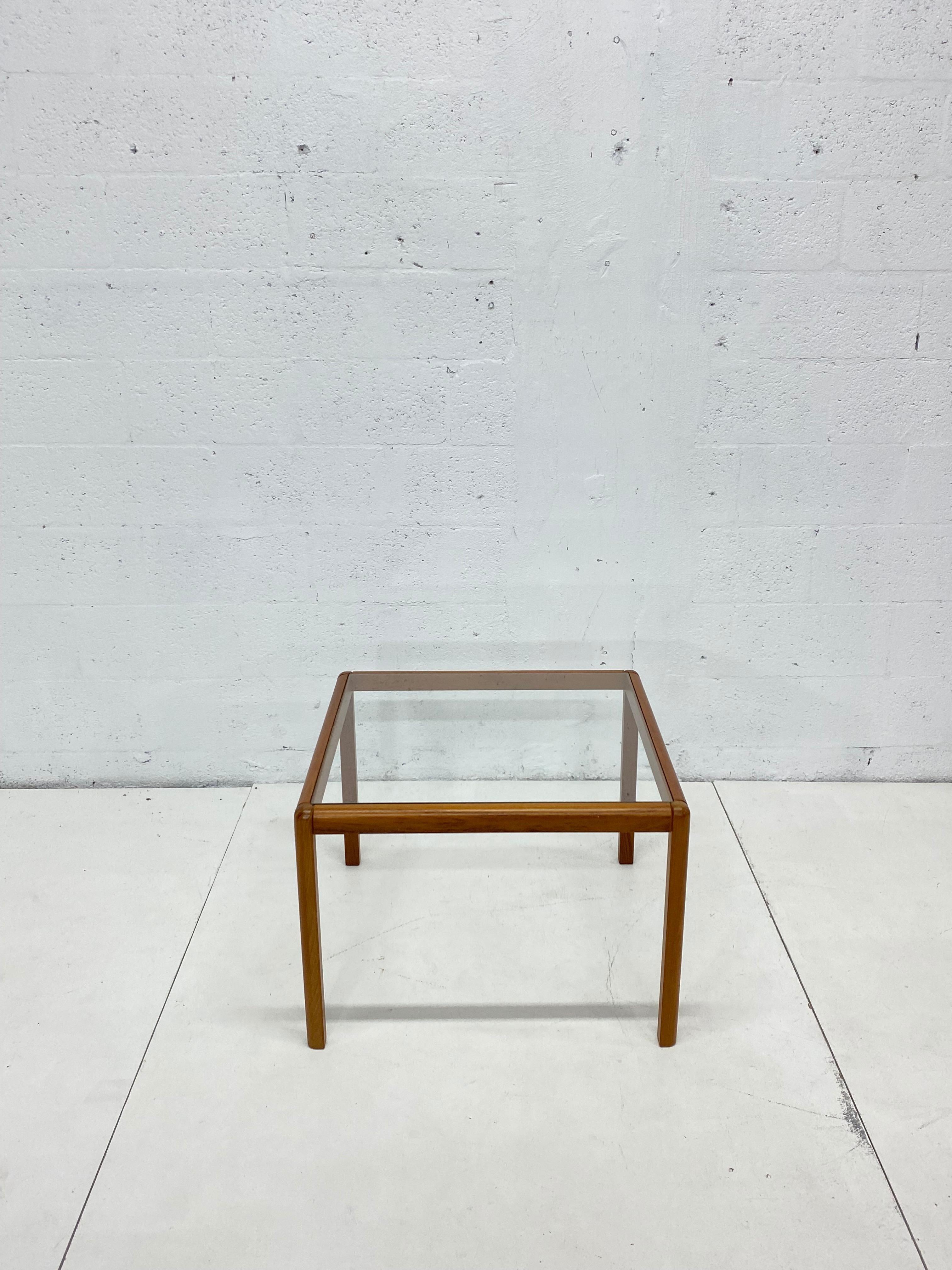 Unknown Danish Modern Minimalistic Wood and Glass Side or Coffee Tables, 1970s
