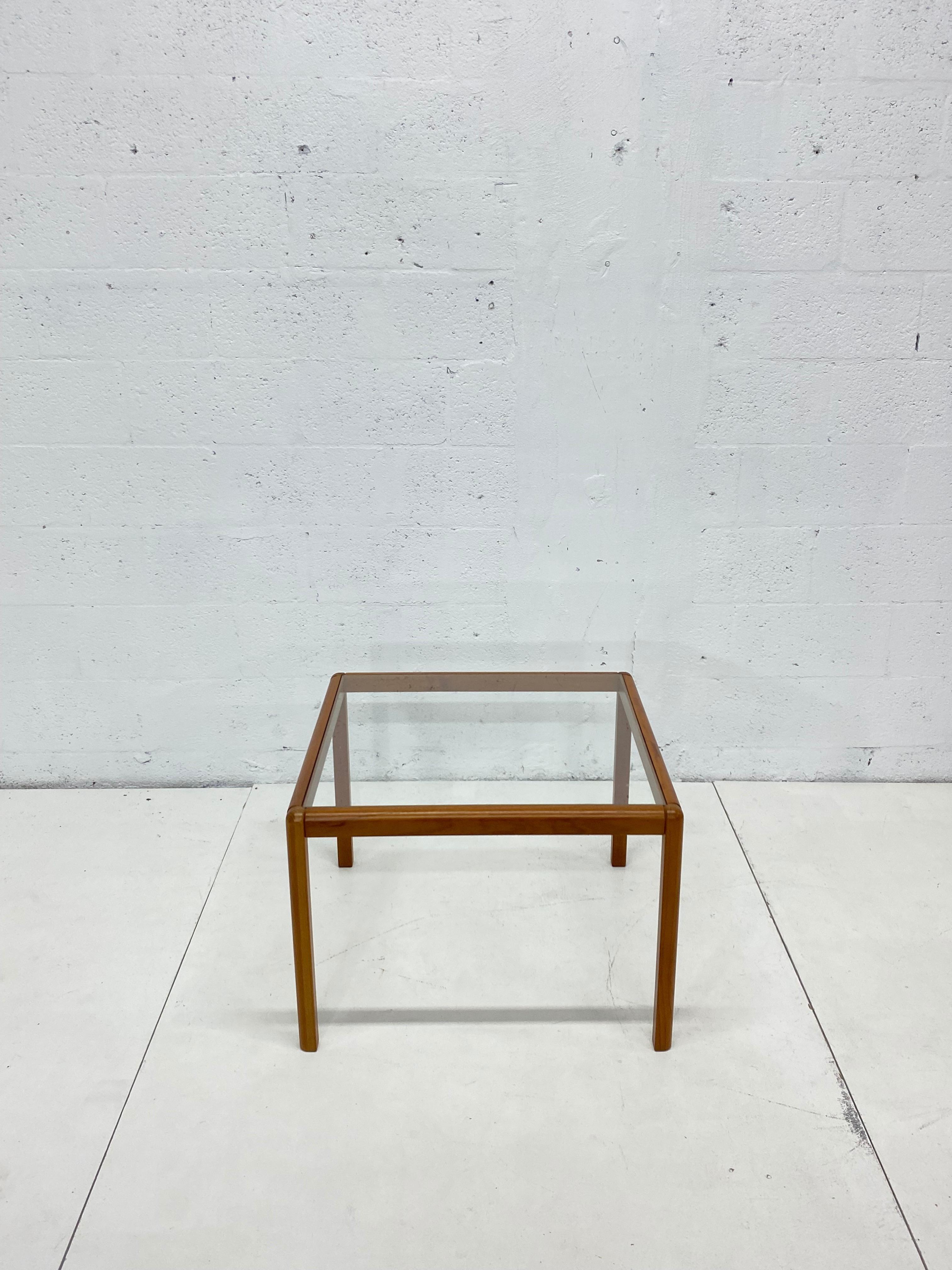 Danish Modern Minimalistic Wood and Glass Side or Coffee Tables, 1970s In Good Condition In Miami, FL