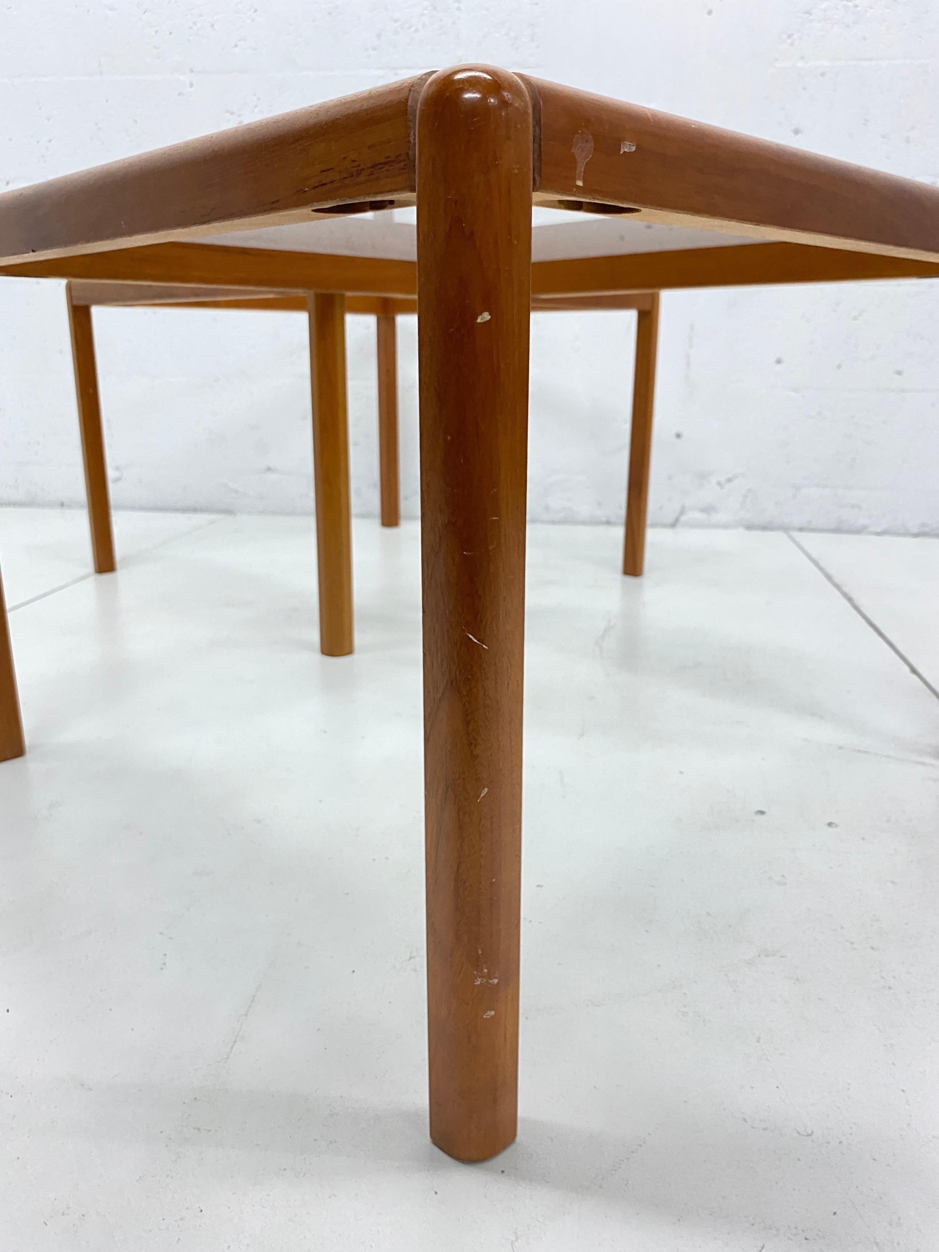 Danish Modern Minimalistic Wood and Glass Side or Coffee Tables, 1970s 3