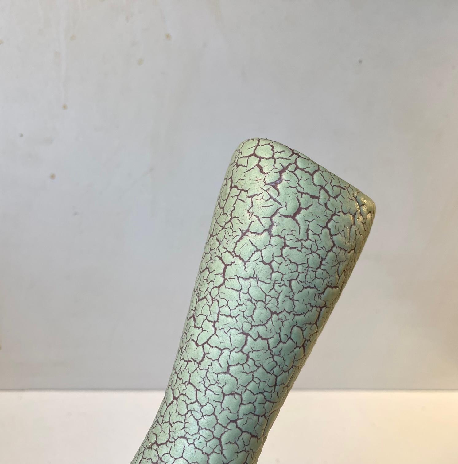 Glazed Danish Modern Mint Green Ceramic Vase by Joska Keramik, 1950s For Sale