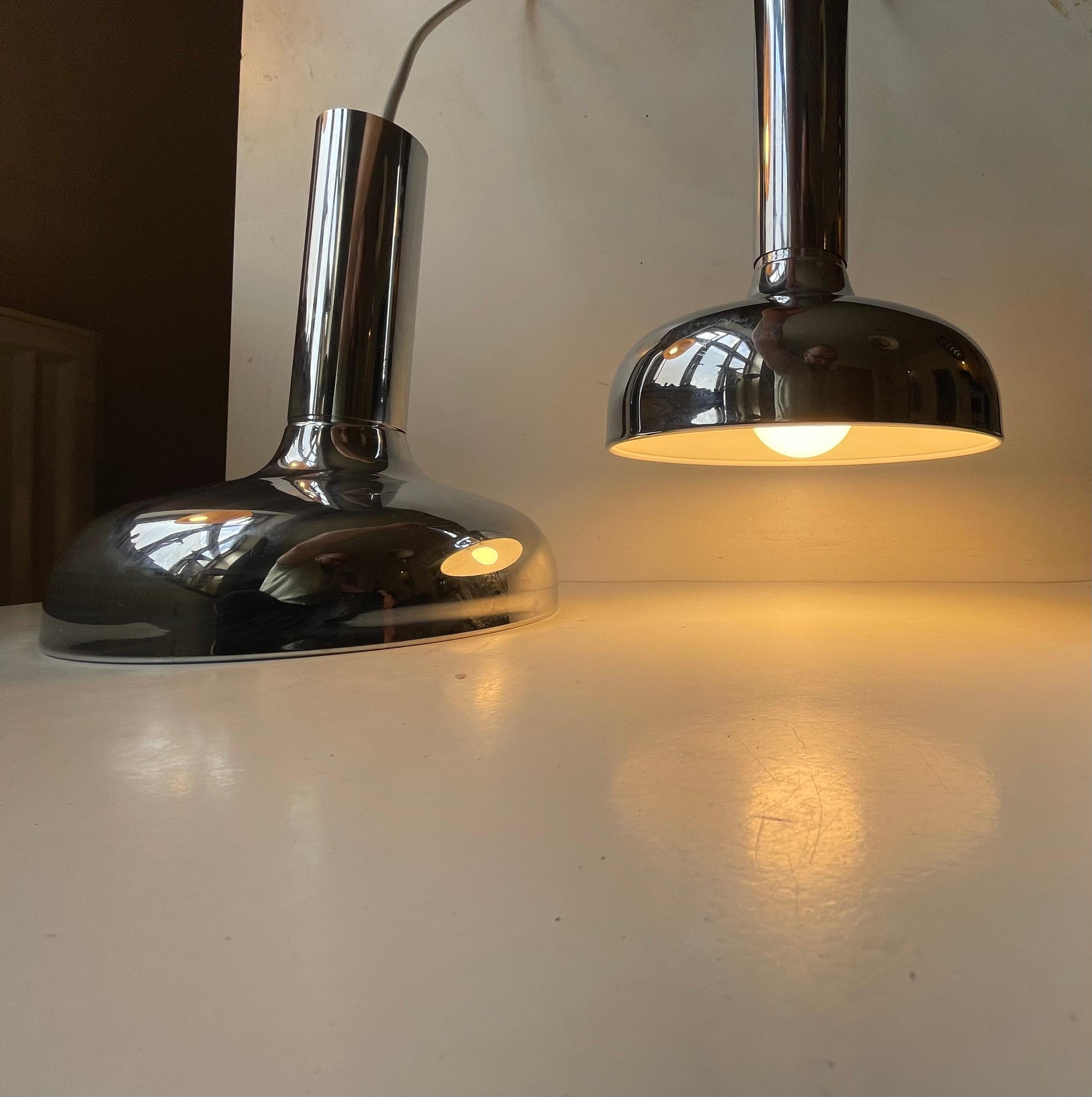 Scandinavo moderno Lampade a sospensione moderne danesi con specchio e cromo di Frank Bentler, anni '70 in vendita