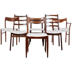 Antique Danish Modern Mixed Dining Chairs, Set of Six