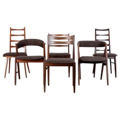 Danish Modern Mixed Dining Chairs, Set of Six
