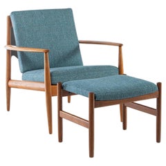 Model 118 Chair by Grete Jalk for France and Sons with Ottoman, Denmark, 1960s