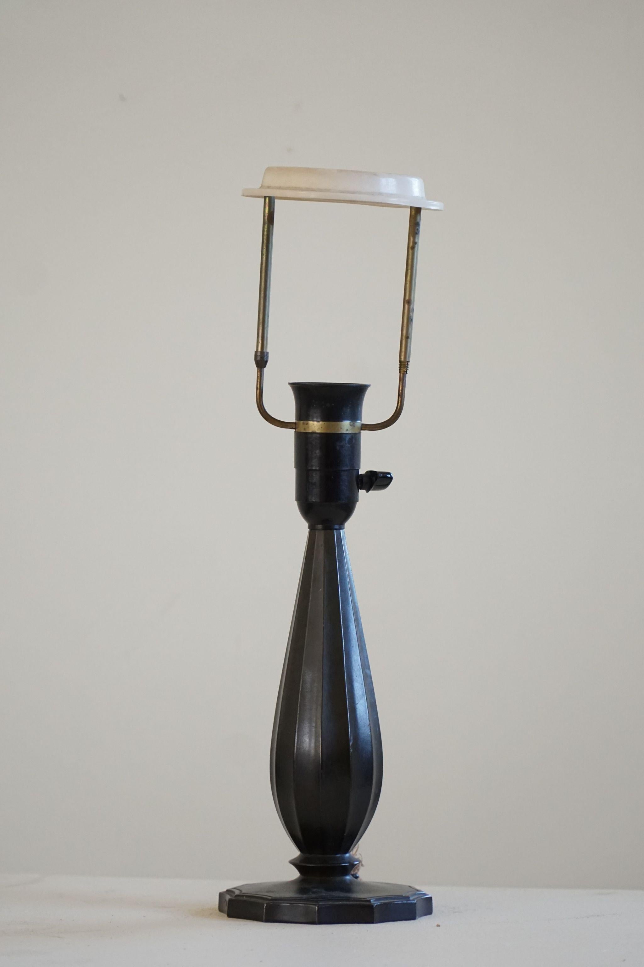 Art Deco Danish Modern Model 2099 Table Lamp from Just Andersen in Diskometal, 1920s