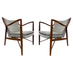 Sillón de salón «Danish Modern» modelo 45, estilo Finn Juhl, juego de dos