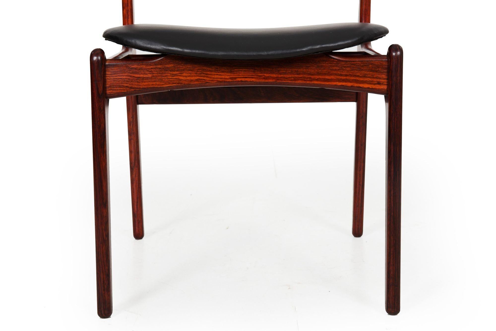Danish Modern Model 49 Rosewood & Black Leather Dining Chair by Erik Buch 5