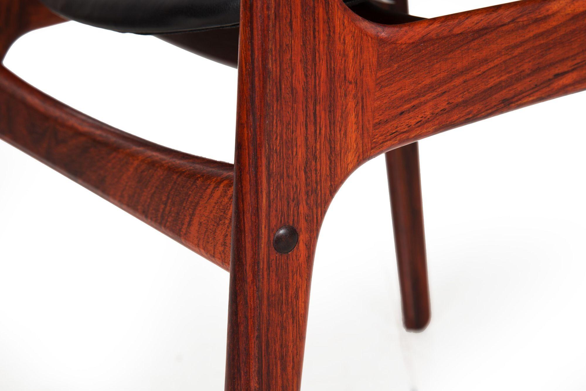 Danish Modern Model 49 Rosewood & Black Leather Dining Chair by Erik Buch 8