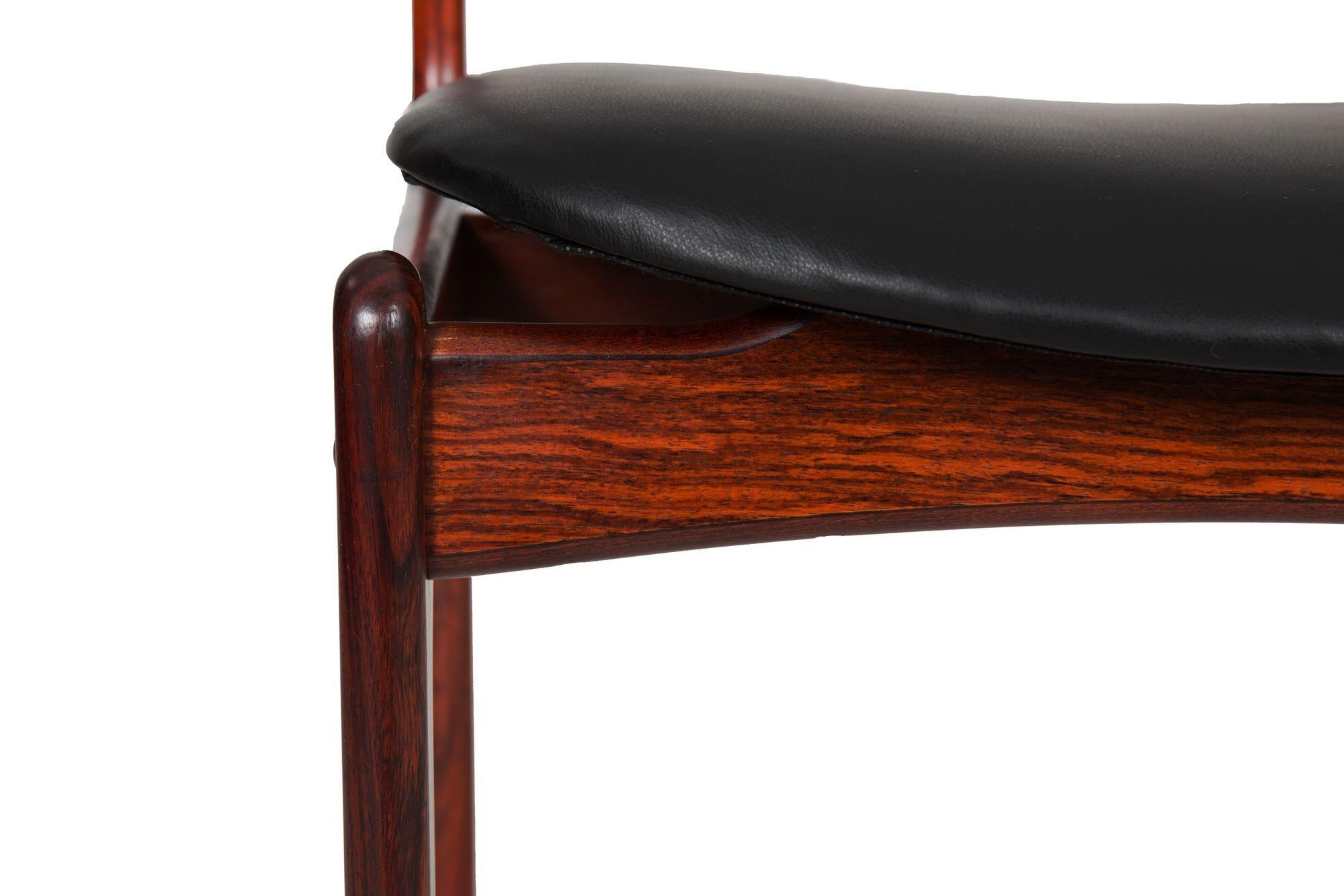 Danish Modern Model 49 Rosewood & Black Leather Dining Chair by Erik Buch 10
