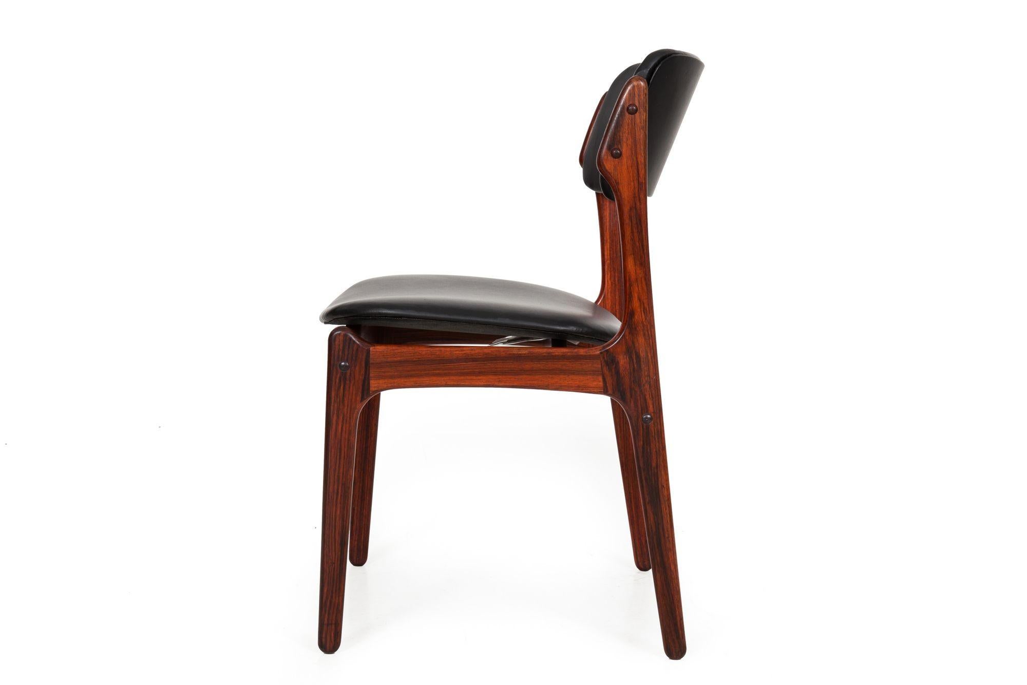 Mid-Century Modern Danish Modern Model 49 Rosewood & Black Leather Dining Chair by Erik Buch