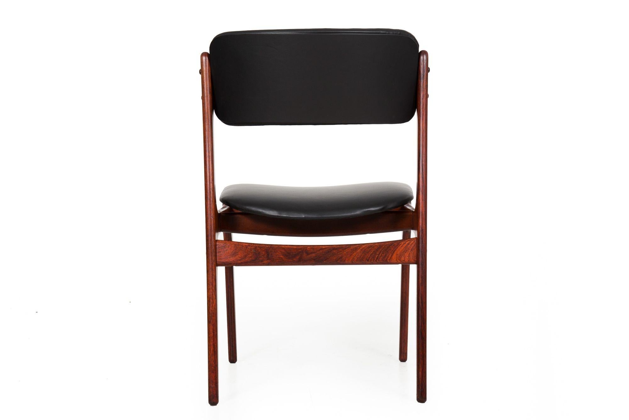 Danish Modern Model 49 Rosewood & Black Leather Dining Chair by Erik Buch In Good Condition In Shippensburg, PA