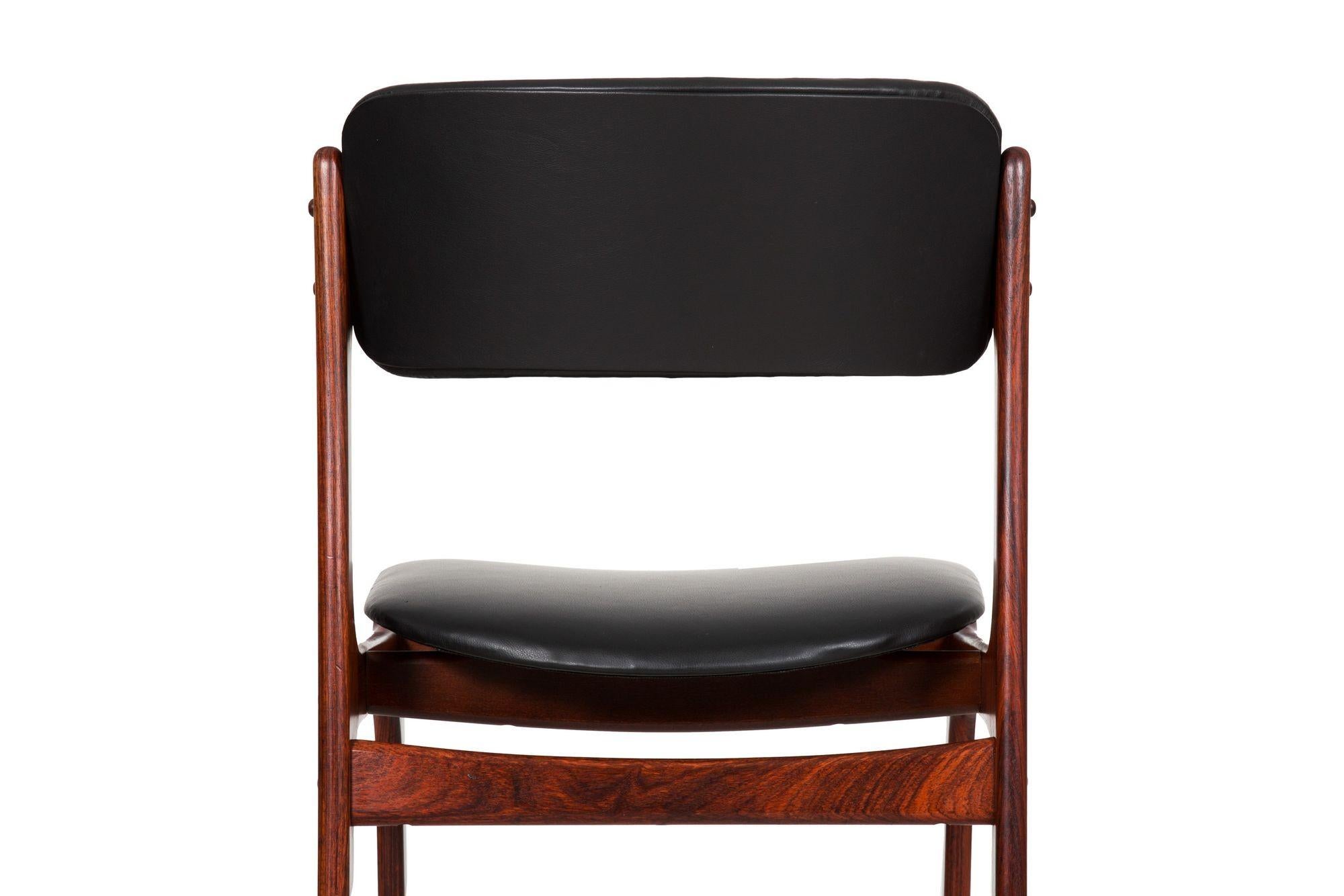 Danish Modern Model 49 Rosewood & Black Leather Dining Chair by Erik Buch 3