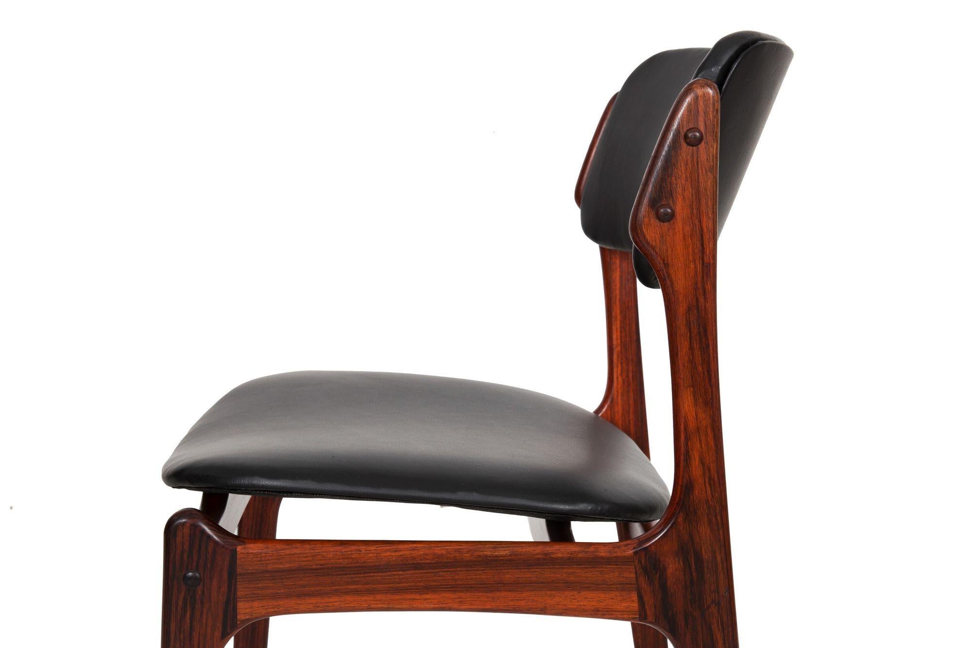Danish Modern Model 49 Rosewood & Black Leather Dining Chair by Erik Buch 4