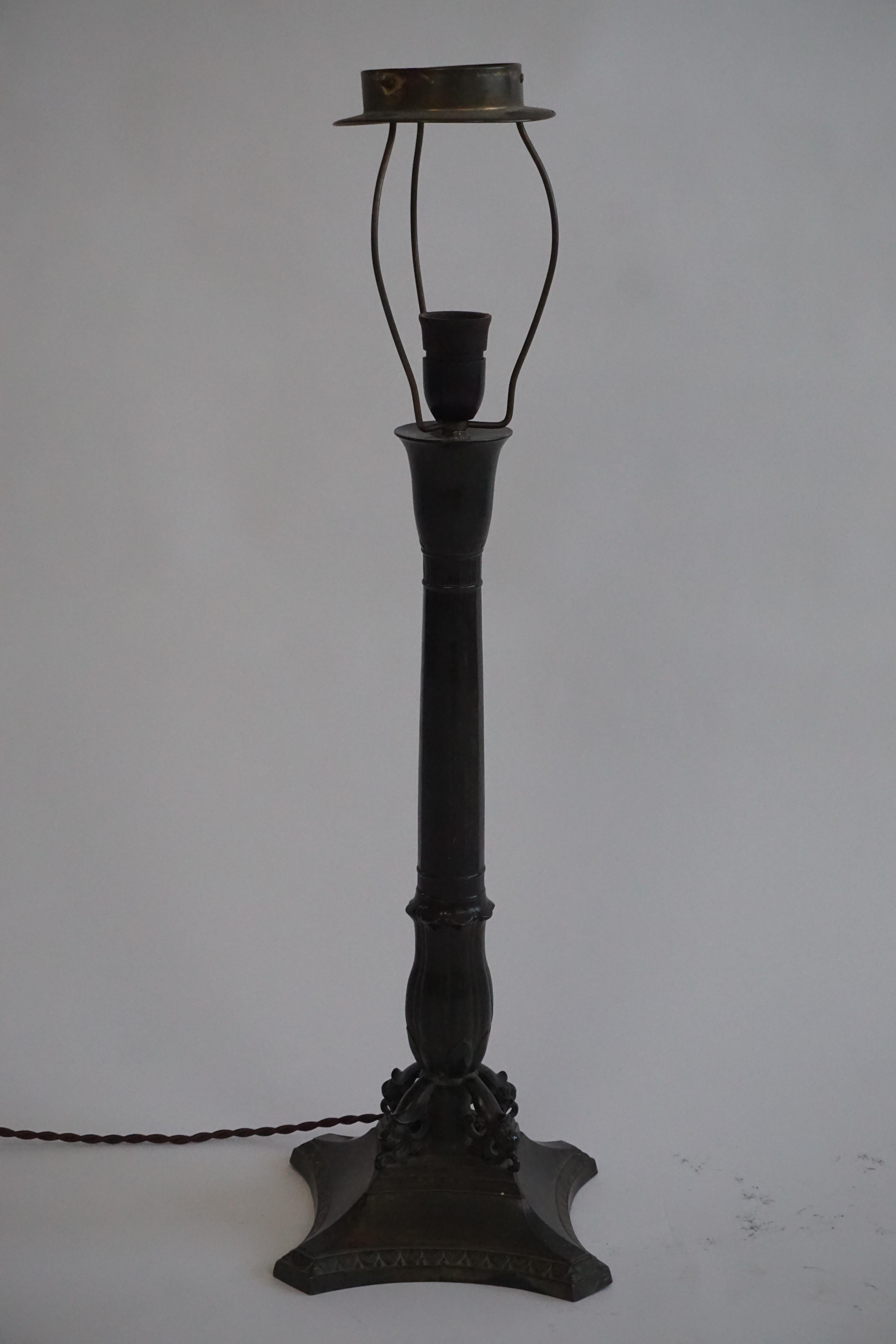 Metal Danish Modern Model D8 Table Lamp from Just Andersen in Patinated Disko, 1920s