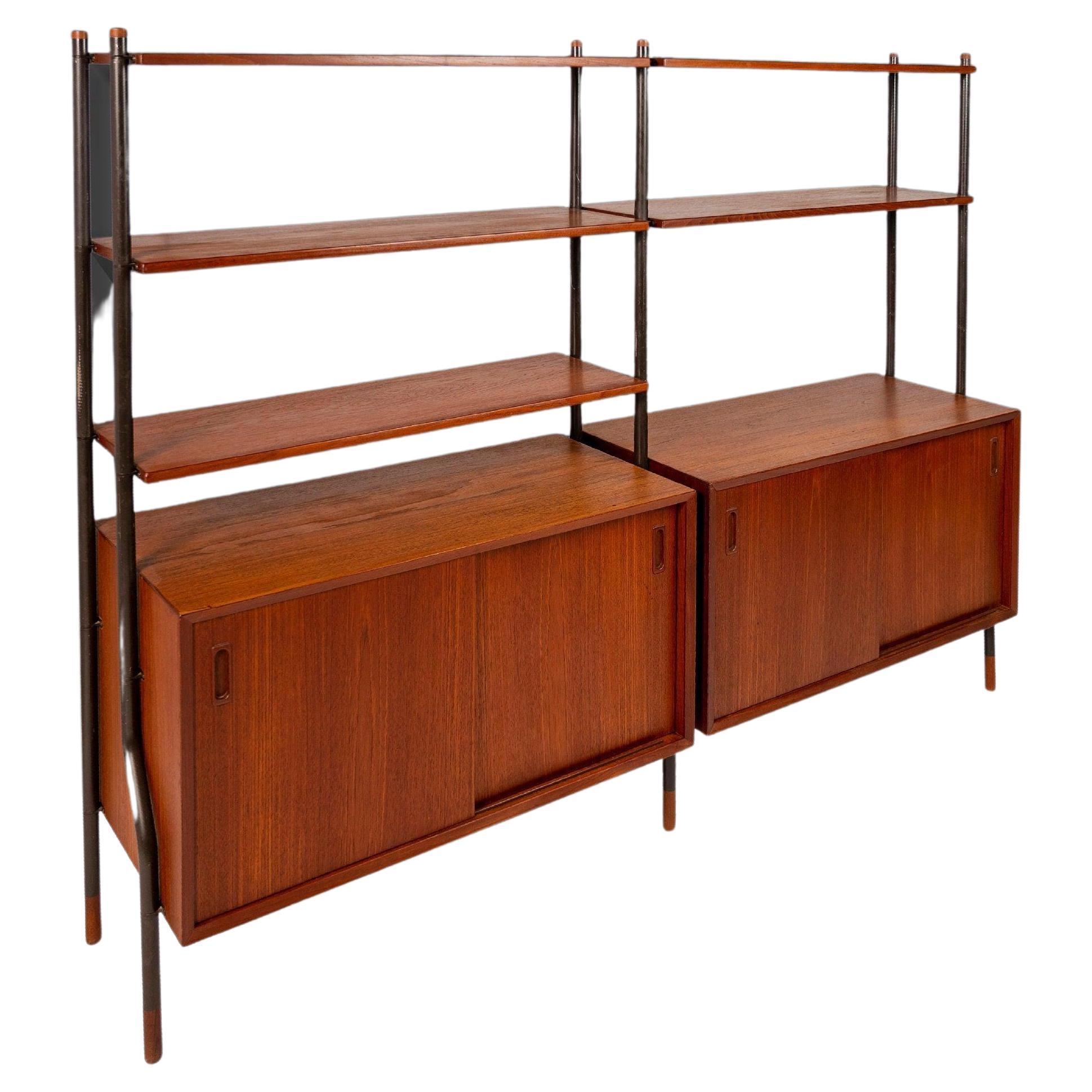Danish Modern Modular 2 Bay Wall Unit by Lyby Mobler, C. 1960s For Sale