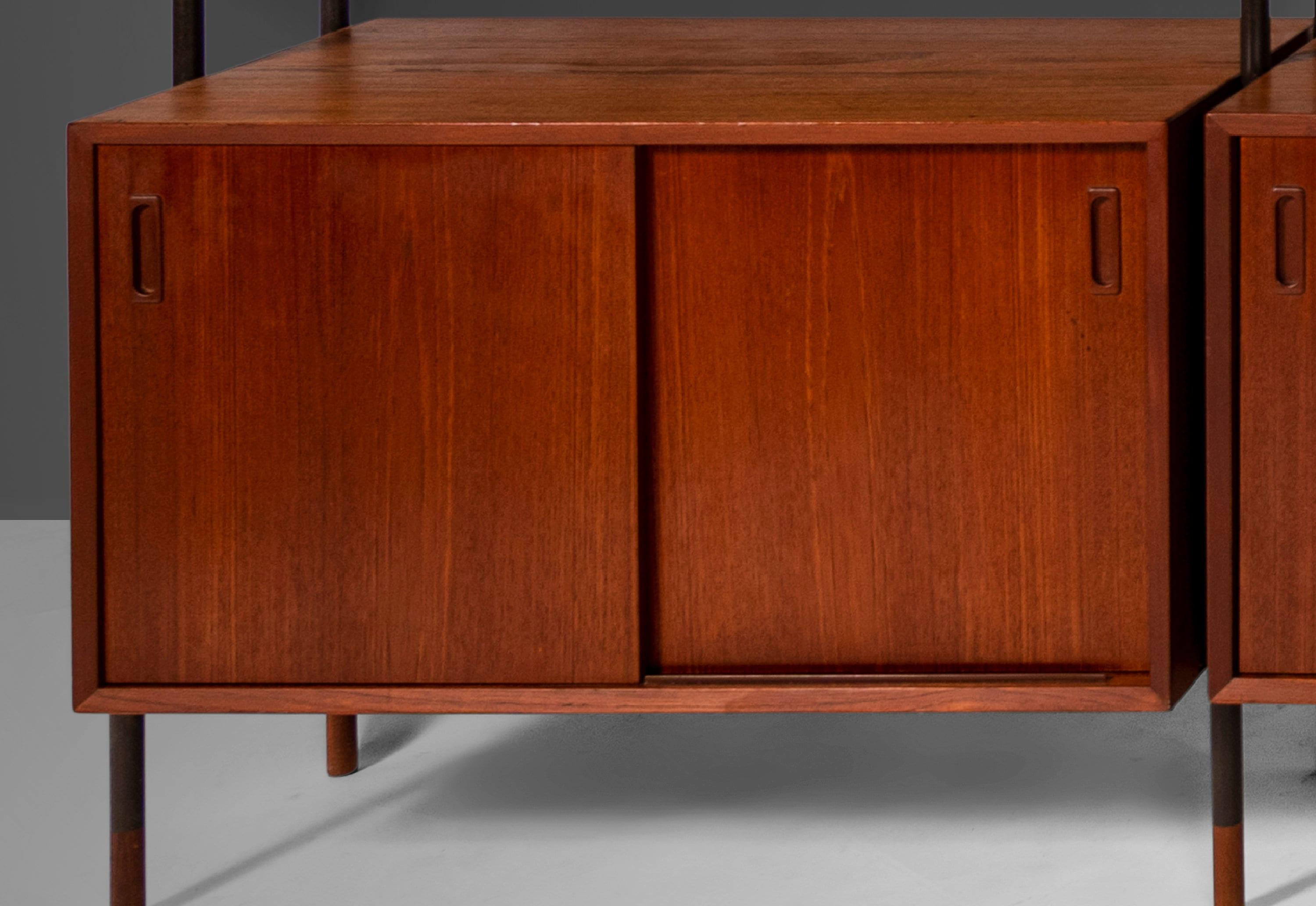 Dänische moderne modulare 4-Fach-Wandeinheit von Lyby Mobler, um 1960 (Teakholz) im Angebot