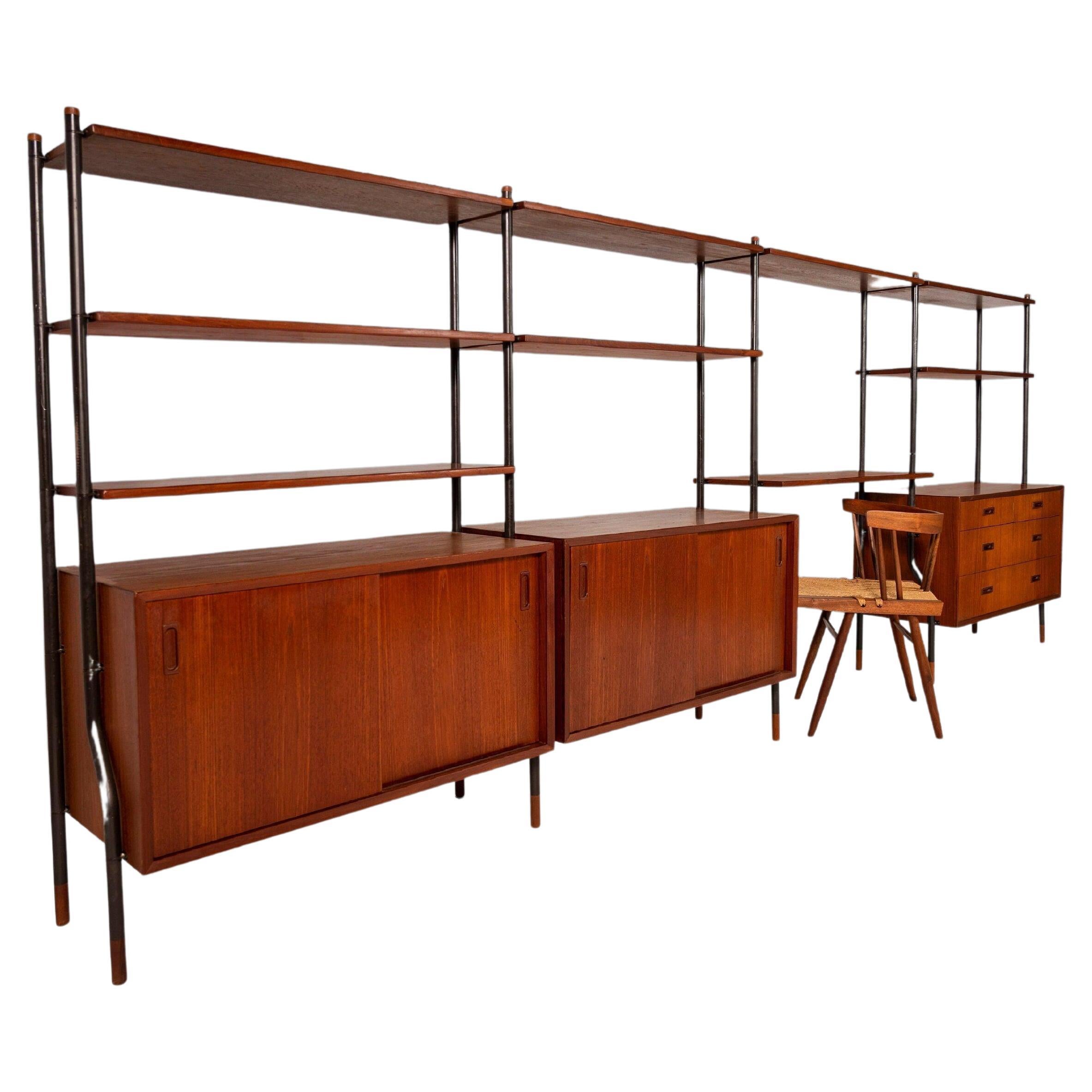 Danish Modern Modular 4 Bay Wall Unit by Lyby Mobler, c. 1960 For Sale