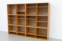 Danish Modern Modular Oak and Hessian bookcases by HG, 1970s. Set of 6.