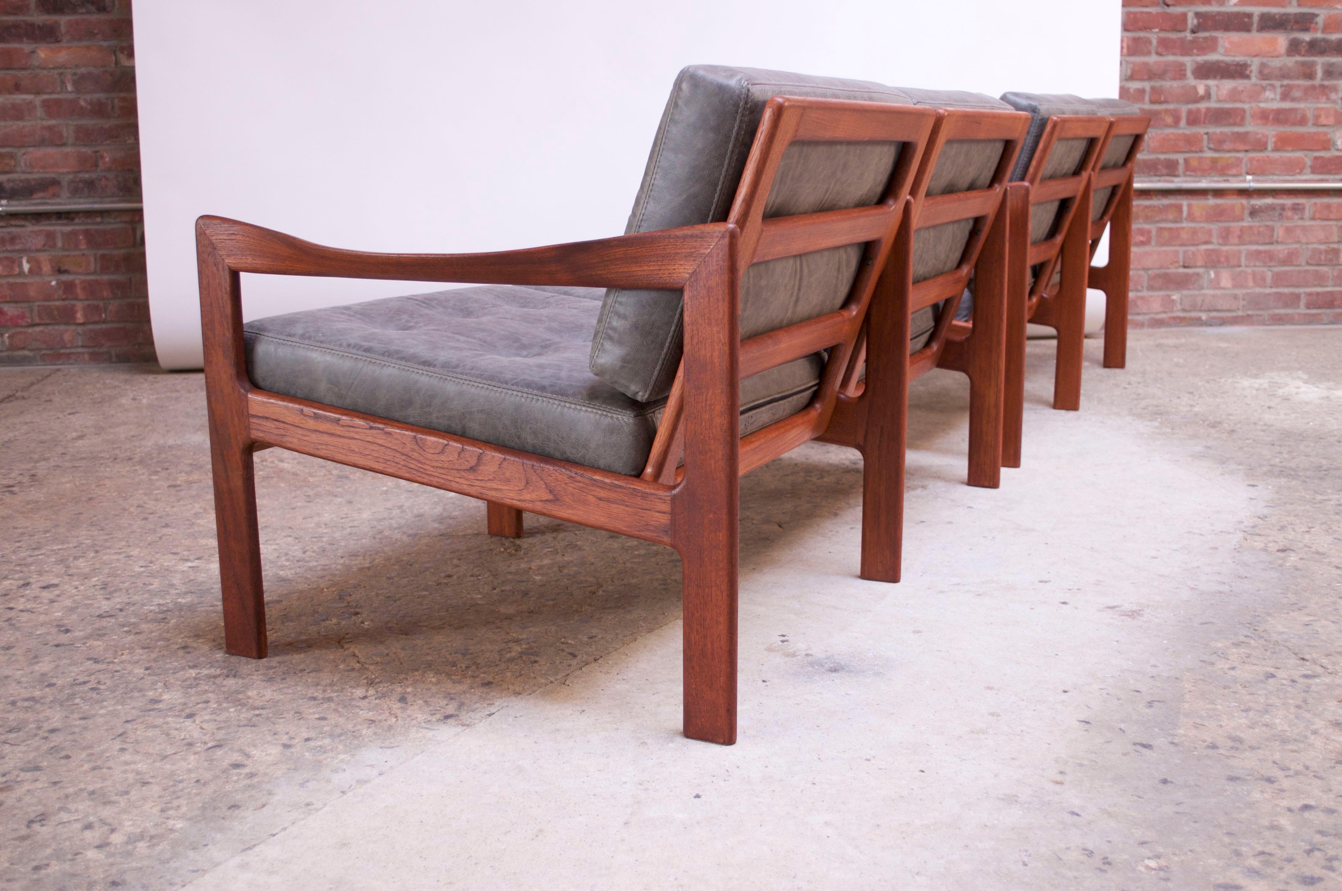 Leather Danish Modern Modular Sofa / Living Room Suite by Illum Wikkelsø