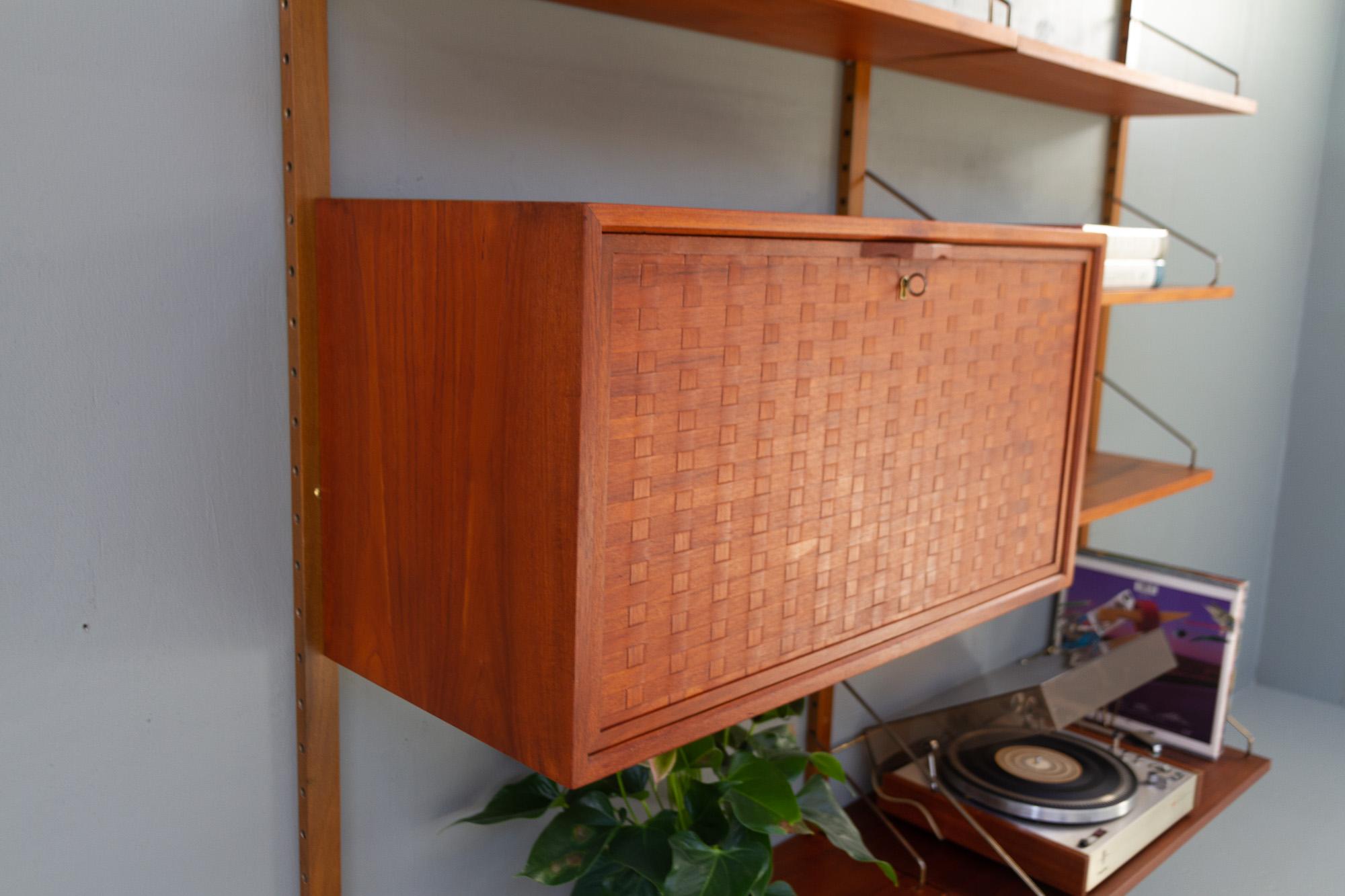 Modularer dänischer Wandschrank aus Teakholz von Poul Cadovius für Cado, 1950er Jahre im Angebot 12