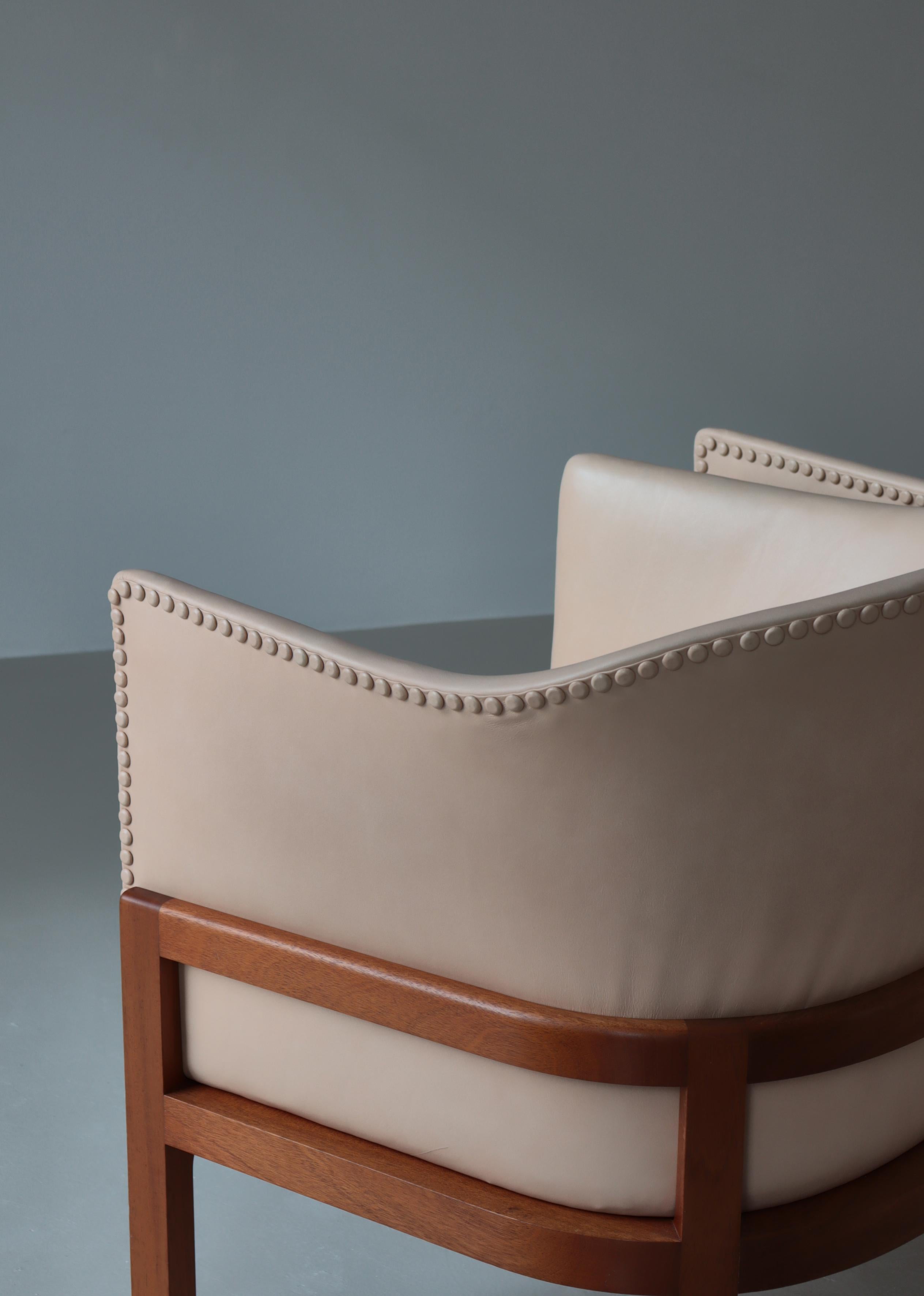 Dänische moderne Mogens Koch-Loungesessel „MK 51“ aus Mahagoni und Leder, 1950er Jahre im Angebot 7