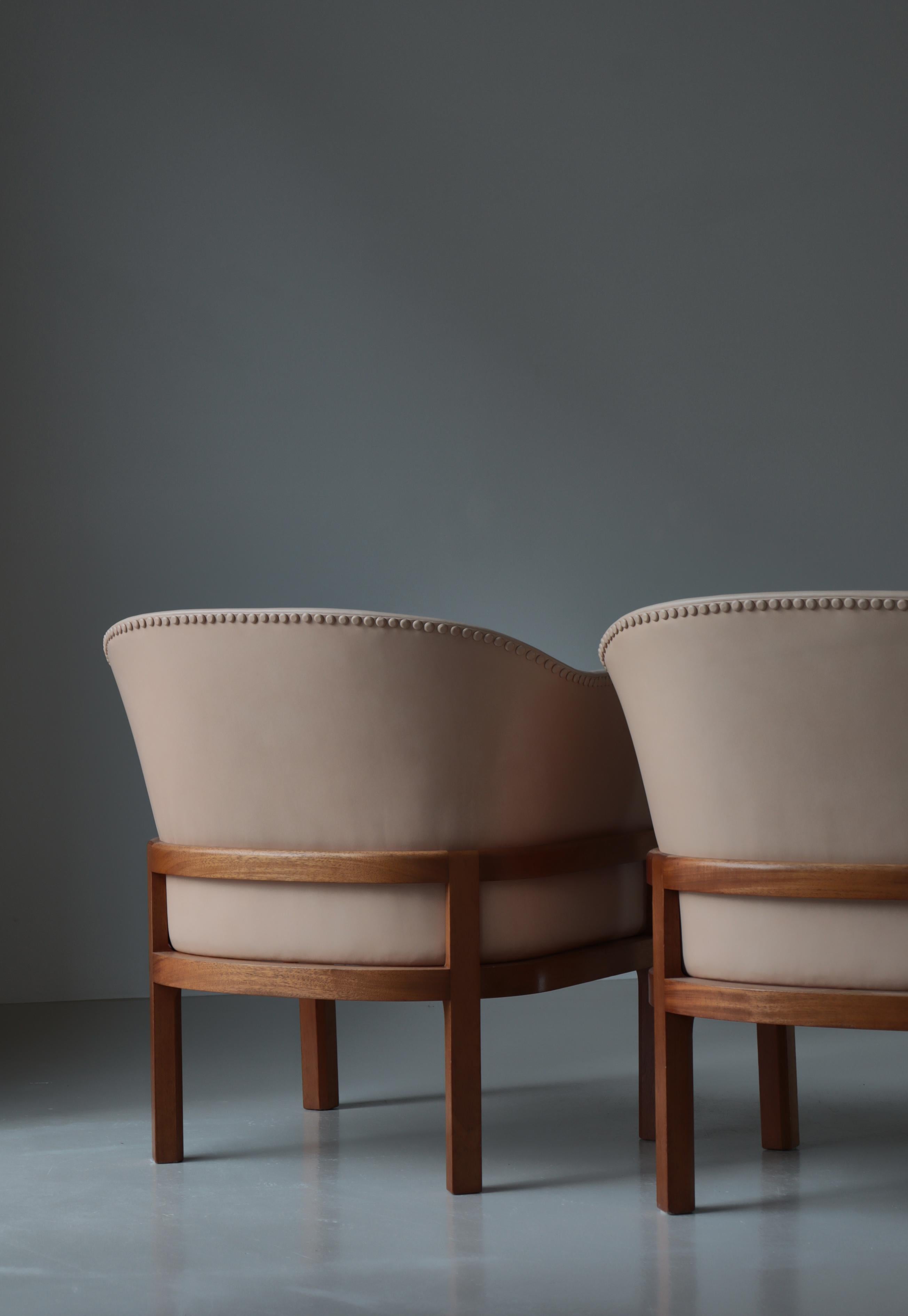Dänische moderne Mogens Koch-Loungesessel „MK 51“ aus Mahagoni und Leder, 1950er Jahre im Angebot 8