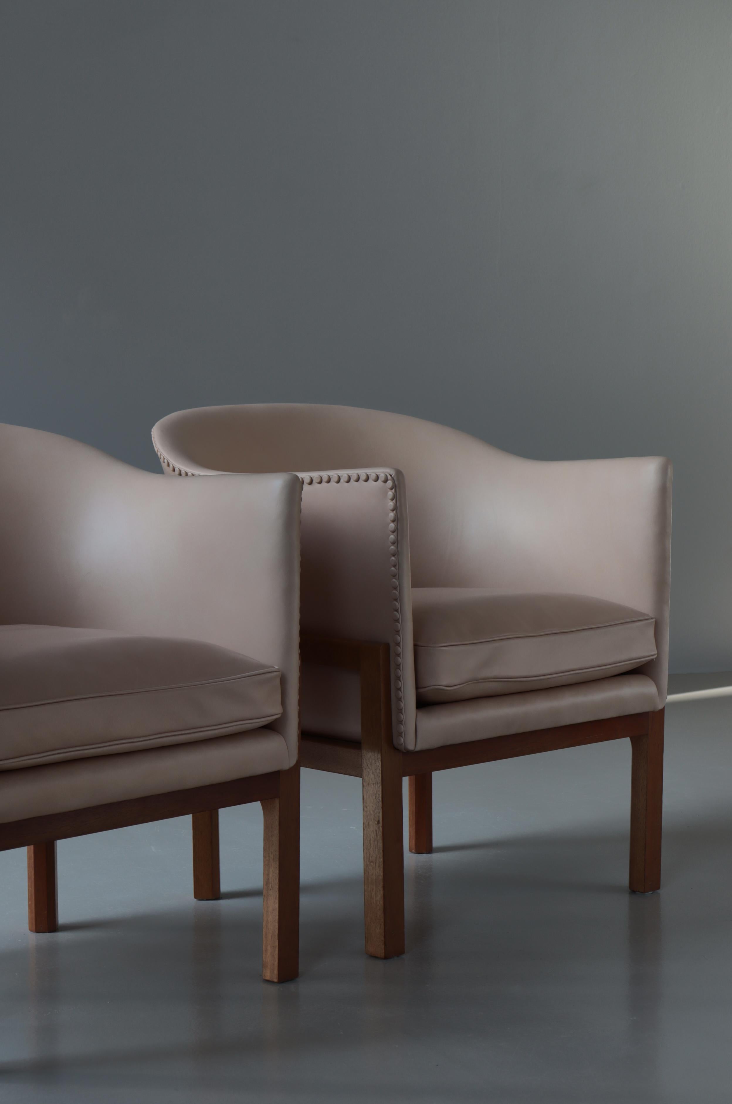Dänische moderne Mogens Koch-Loungesessel „MK 51“ aus Mahagoni und Leder, 1950er Jahre im Angebot 10