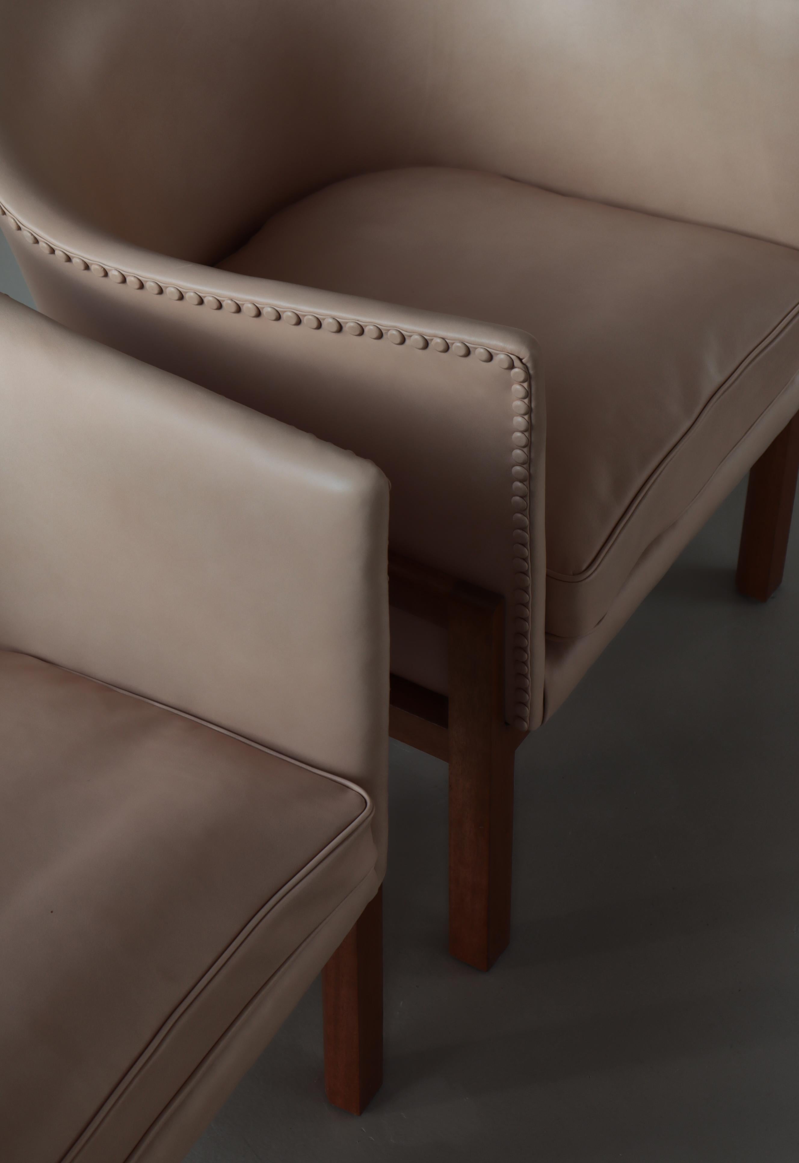 Dänische moderne Mogens Koch-Loungesessel „MK 51“ aus Mahagoni und Leder, 1950er Jahre im Angebot 11